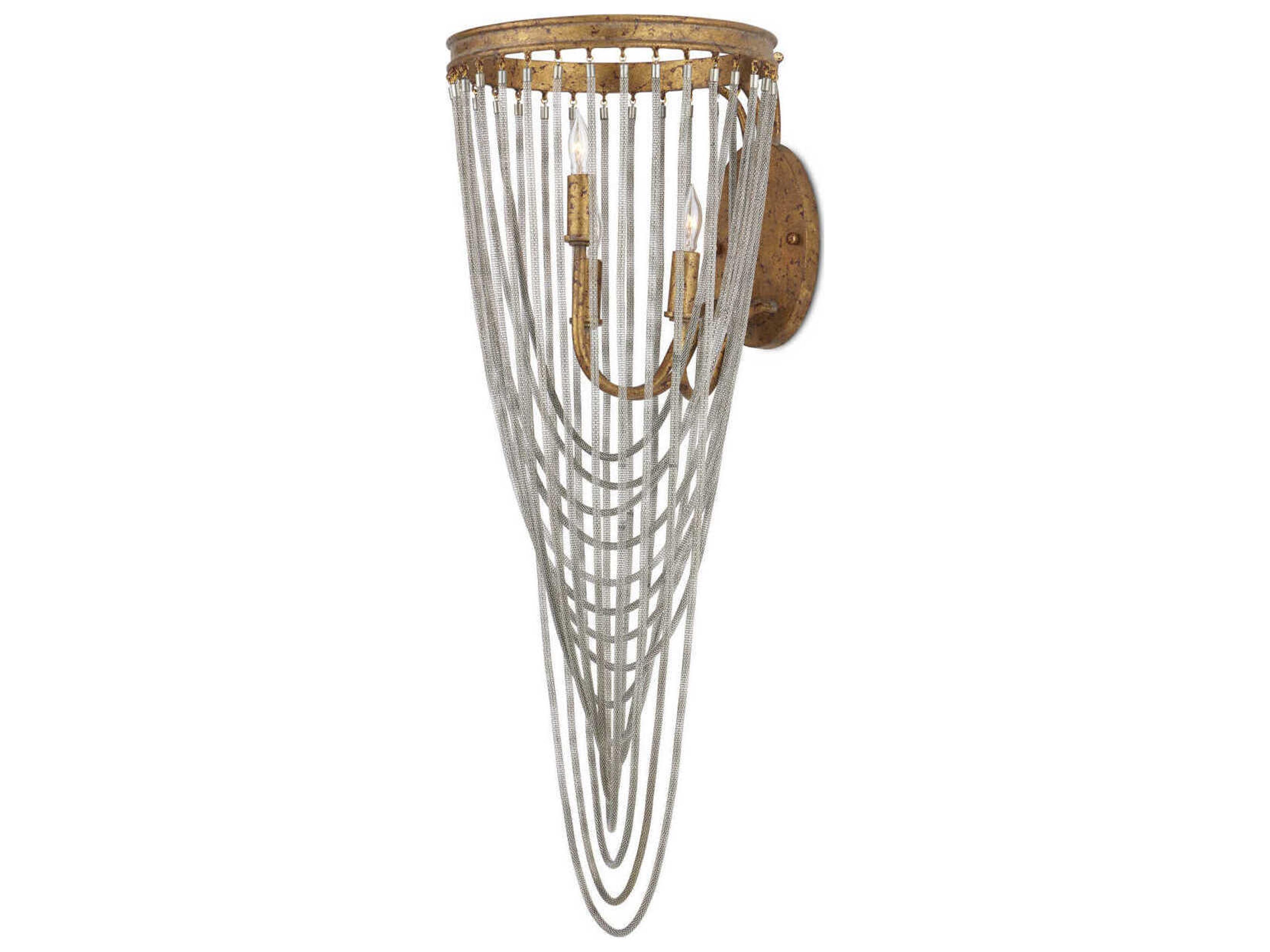 Currey & Company Lucien 3-Light French Gold Leaf Iron Wall Sconce