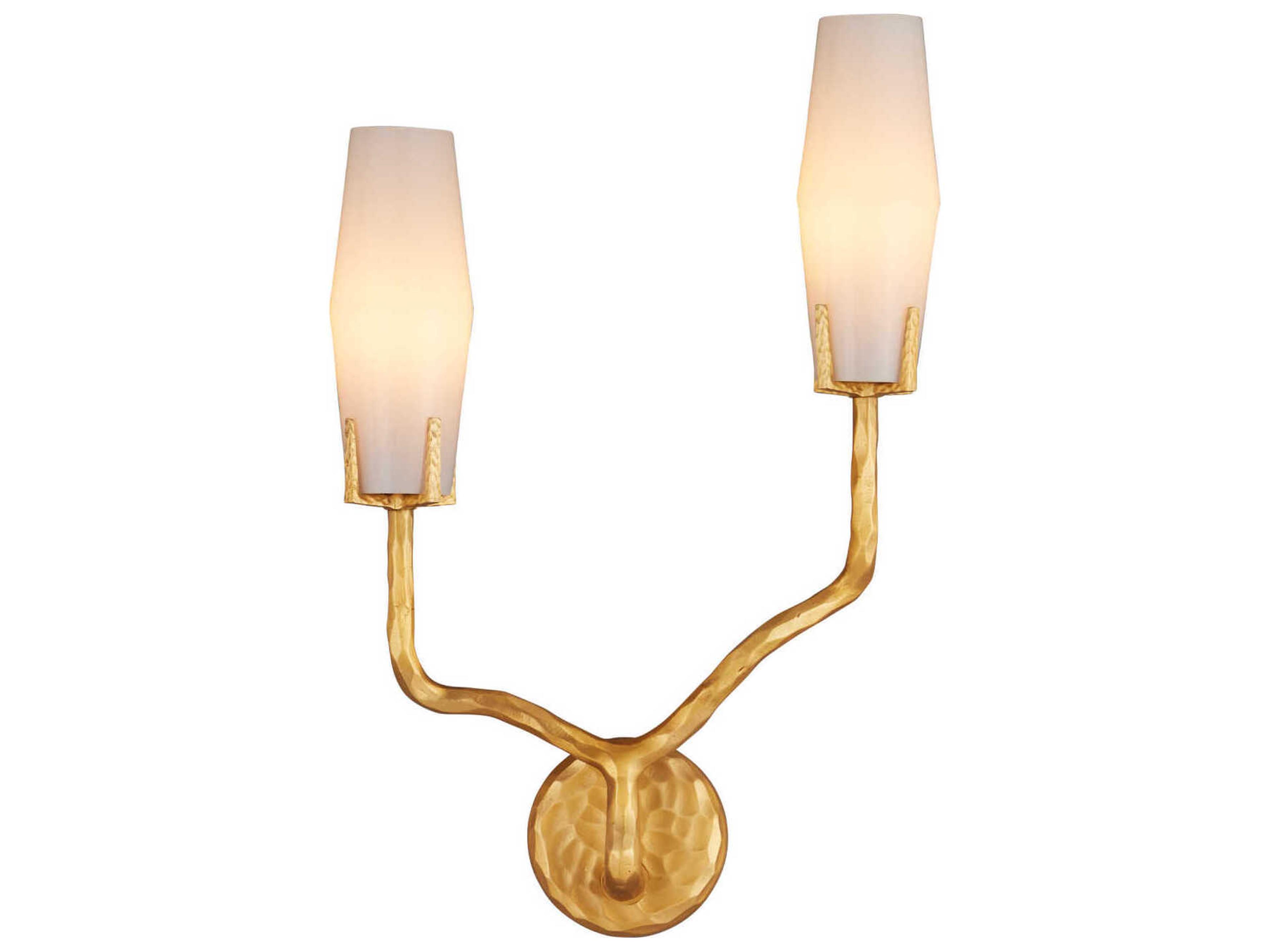 Currey & Company Mathilda 2-Light White Matte Gold Wall Sconce