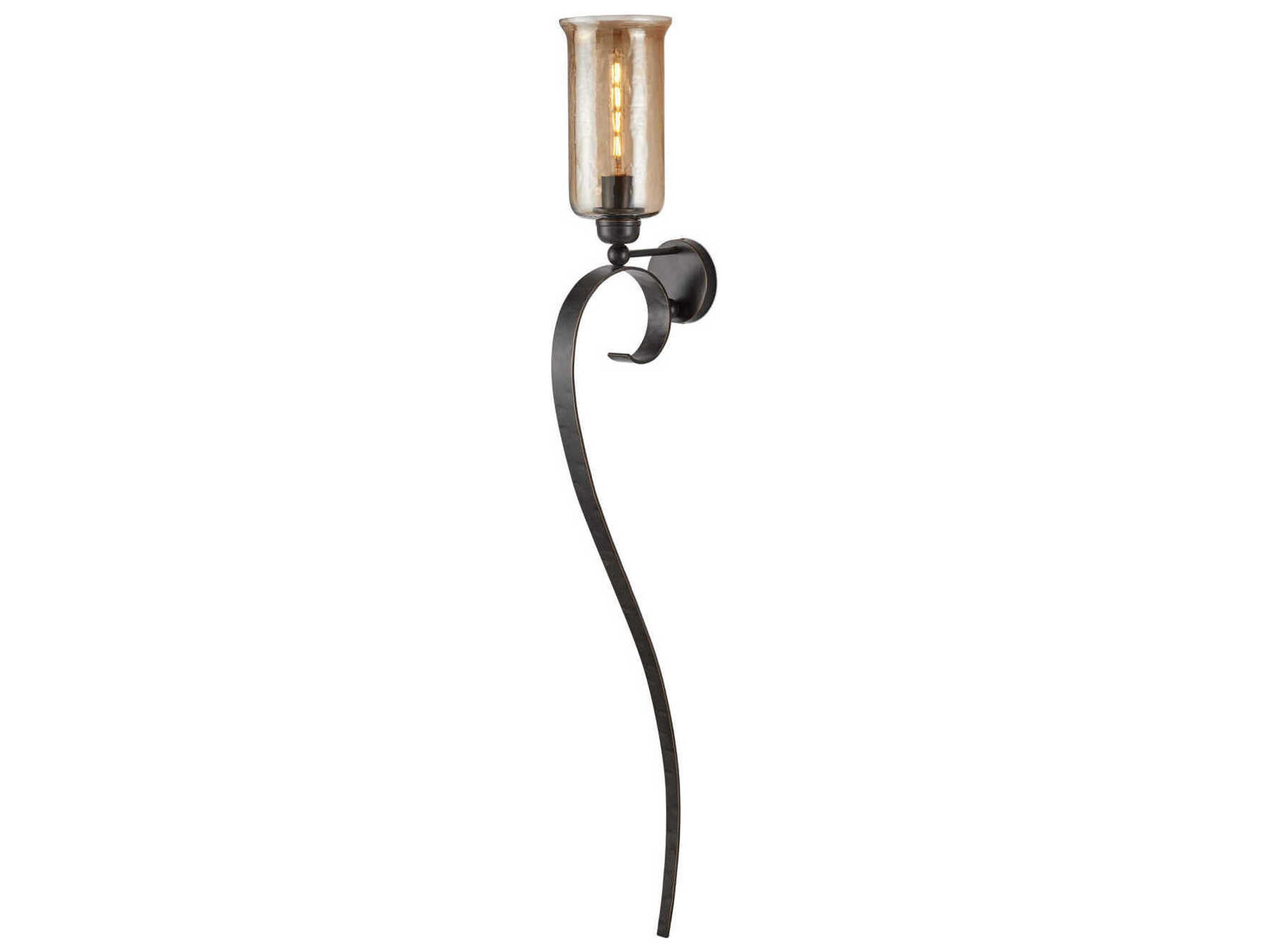 Currey & Company Wemyss 1-Light Gilded Oak Black Traditional Wall Sconce