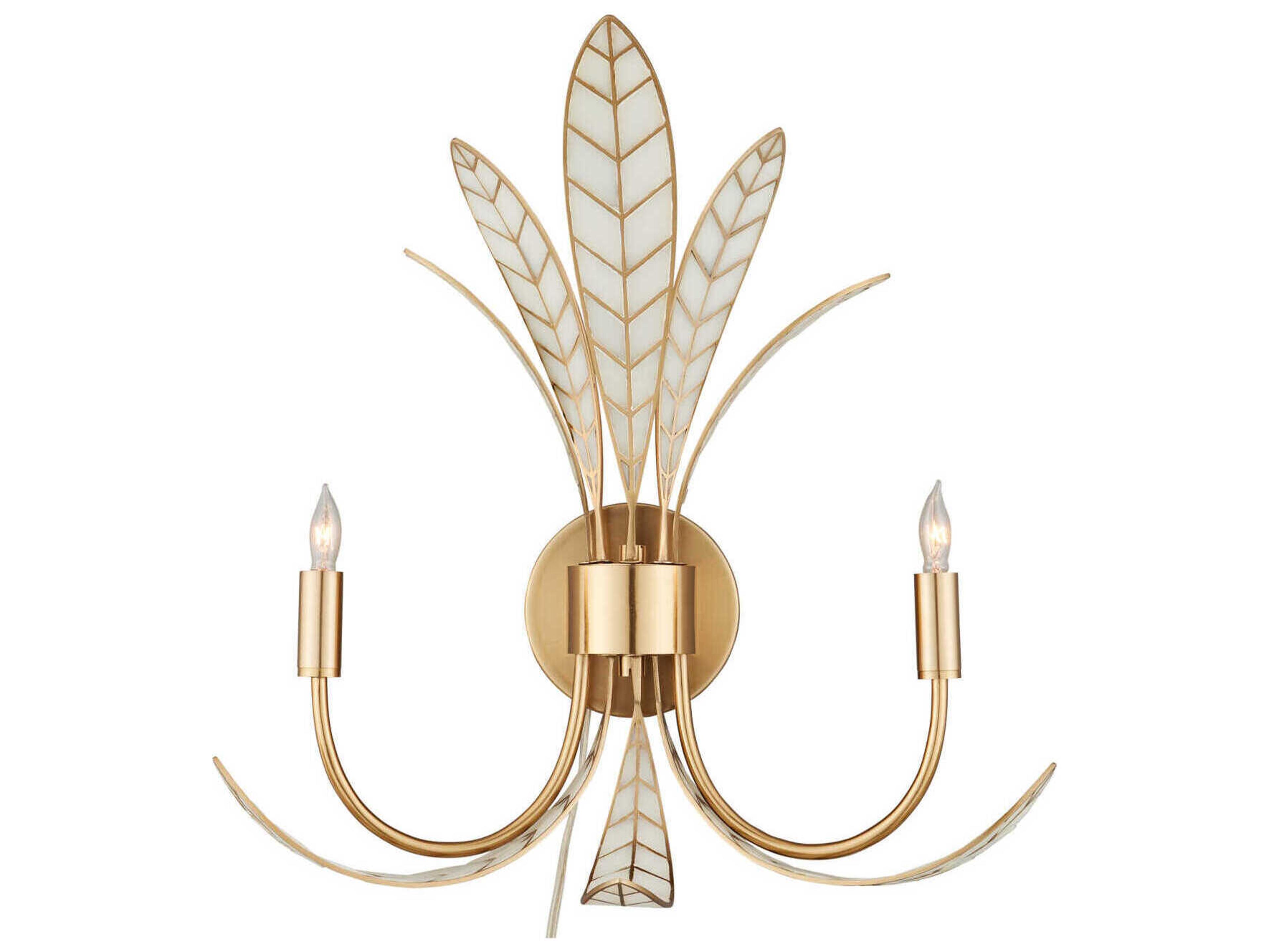 Currey & Company Foliatura 2-Light Antique Brass Wall Sconce