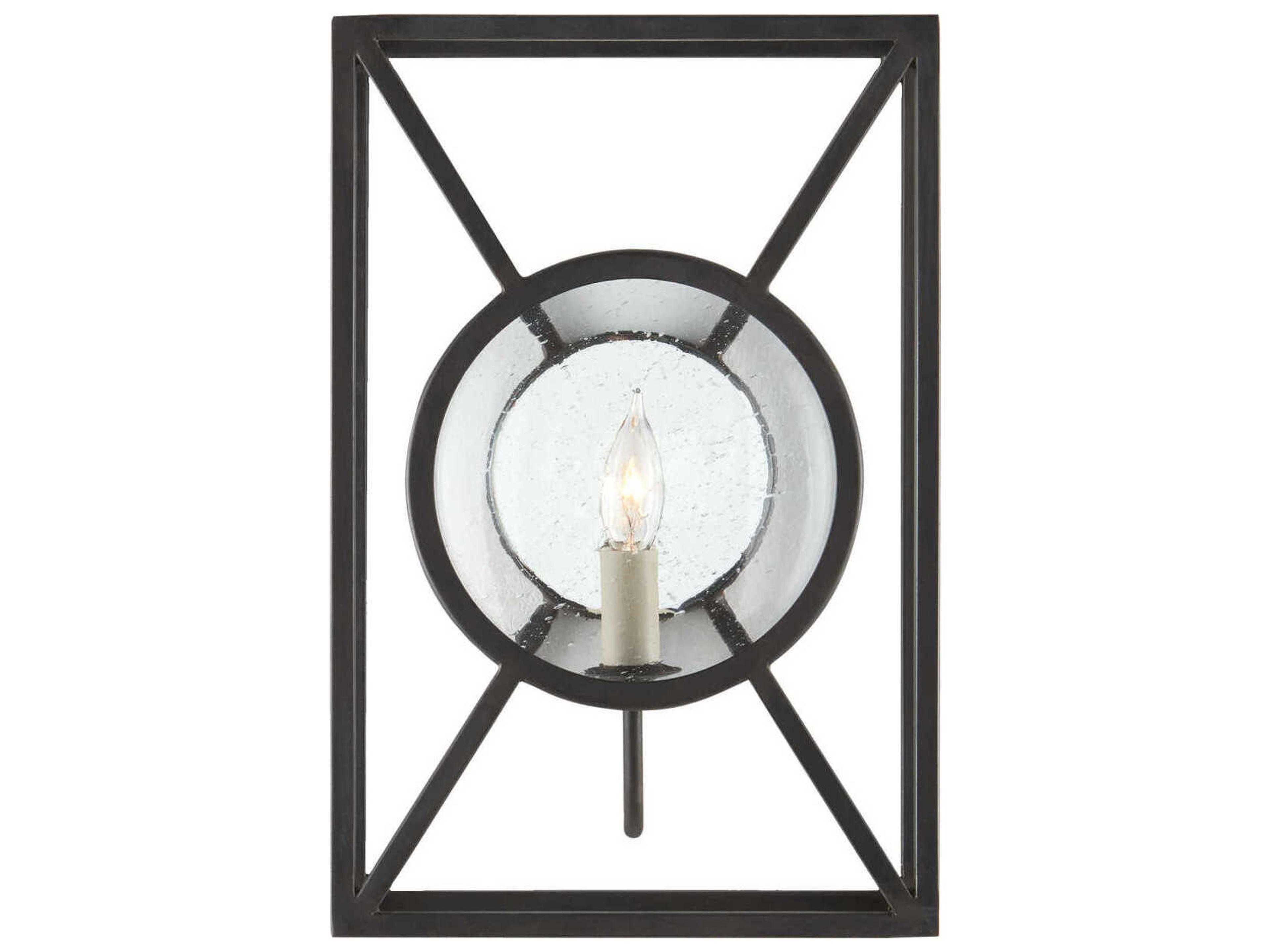 Currey & Company Lillian August 1-Light Old Iron Black Glass Wall Sconce