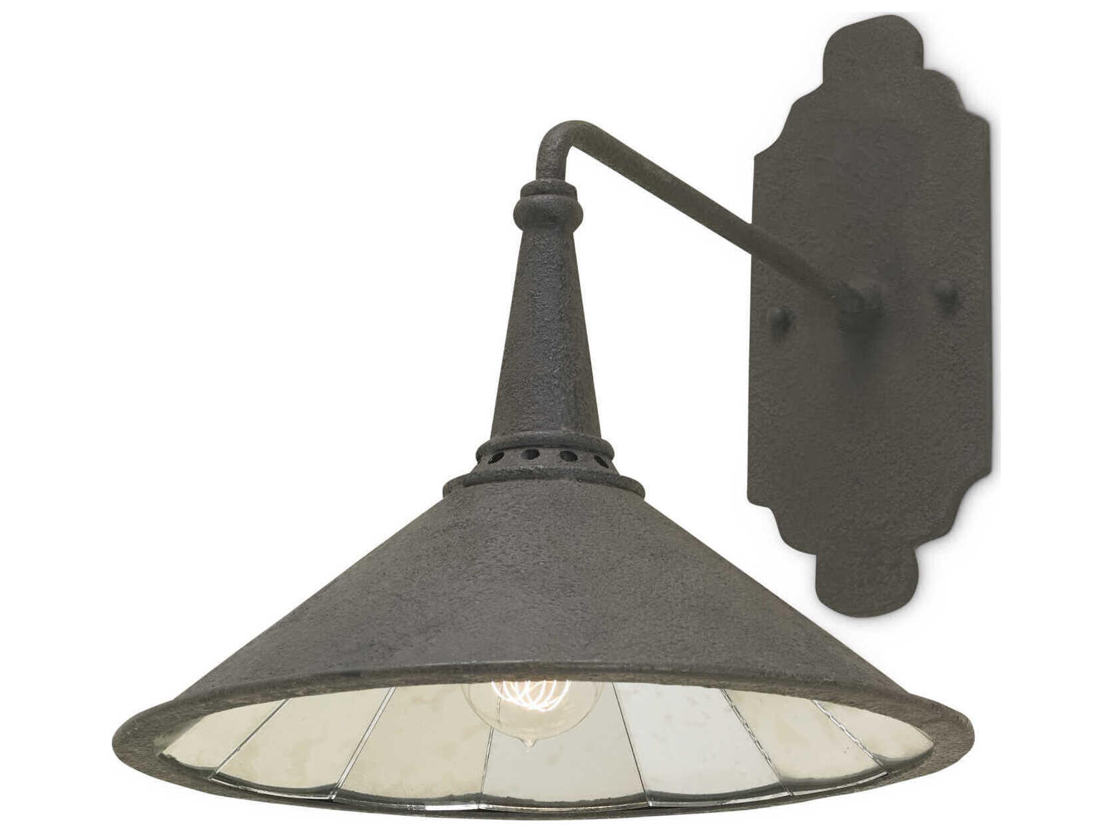 Currey & Company Market 1-Light Mole Black antique Mirror Wall Sconce