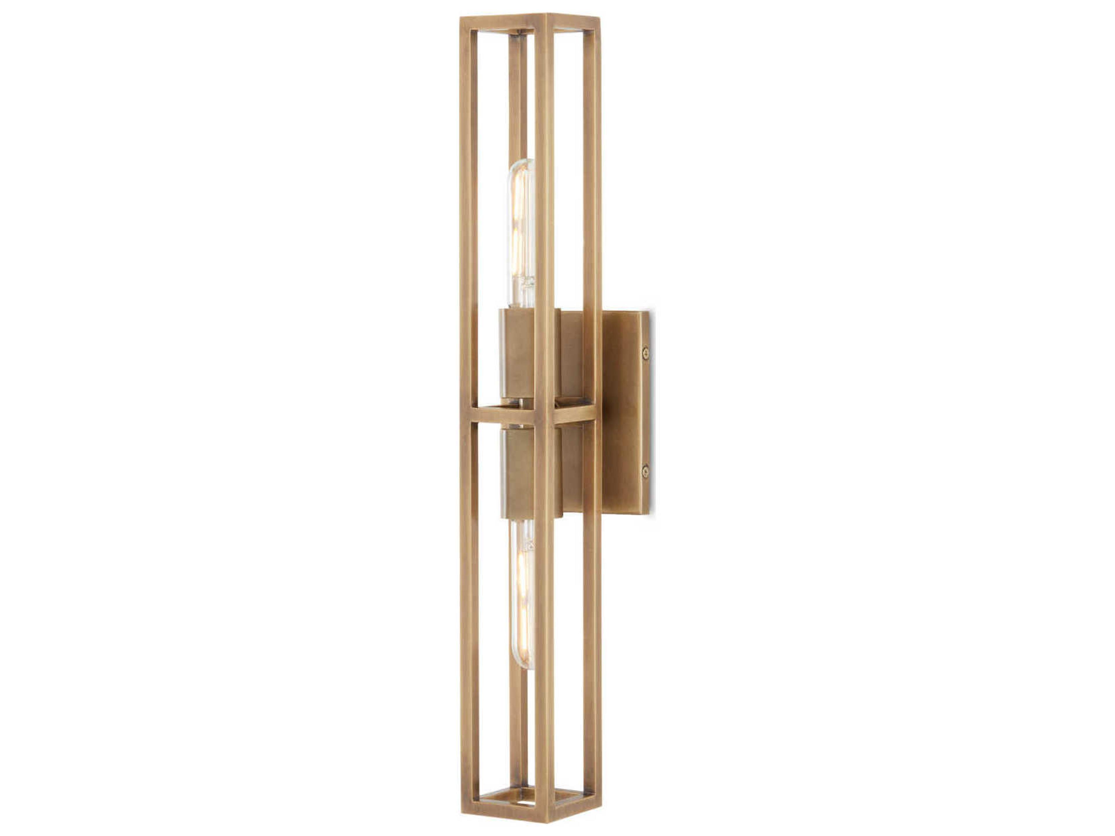 Currey & Company Bergen 2-Light Antique Brass Wall Sconce