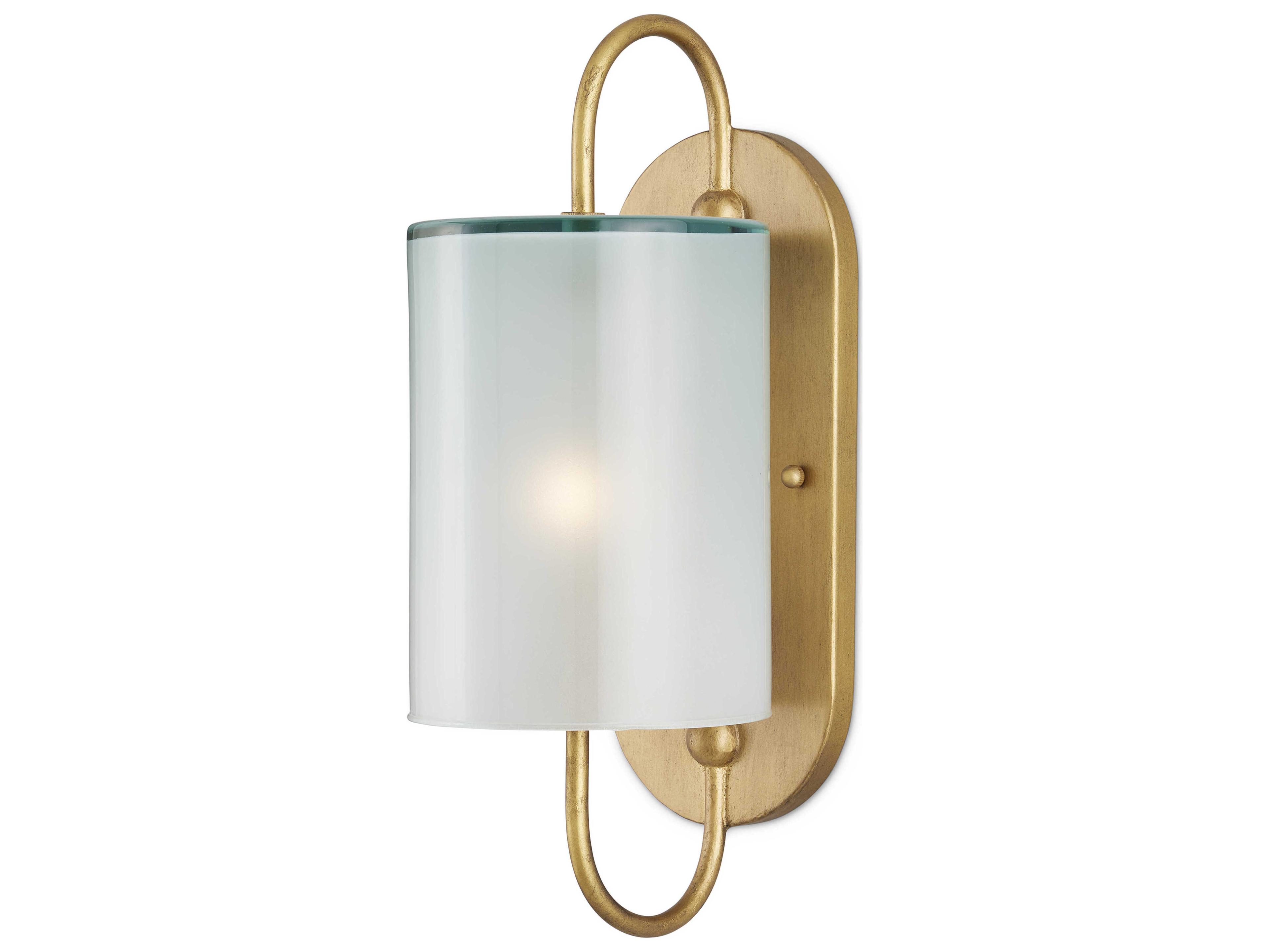 Currey & Company Glacier 1-Light Brass White Glass Wall Sconce