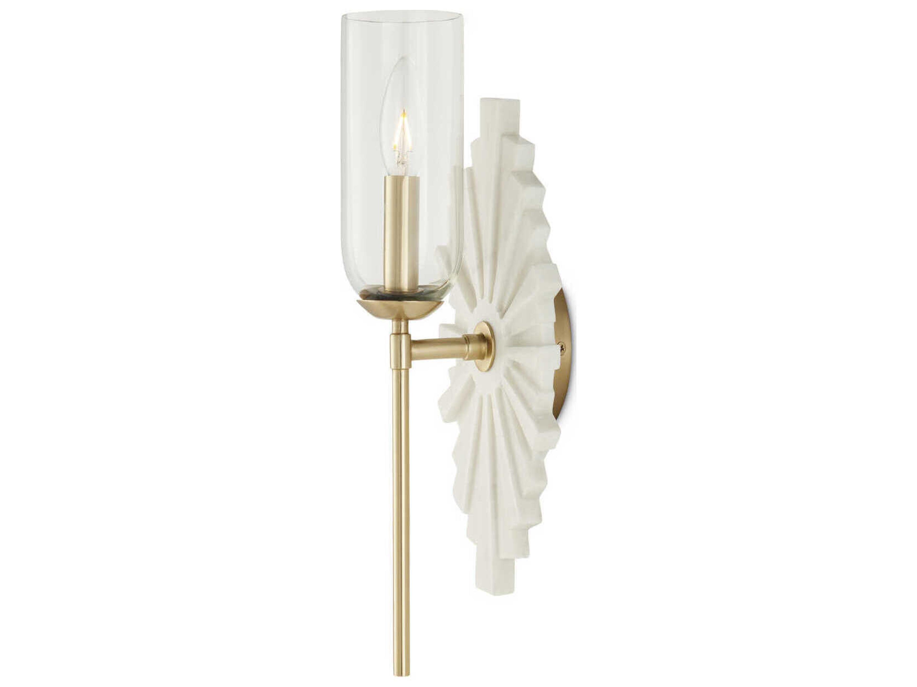 Currey & Company Benthos 1-Light White Brass Wall Sconce
