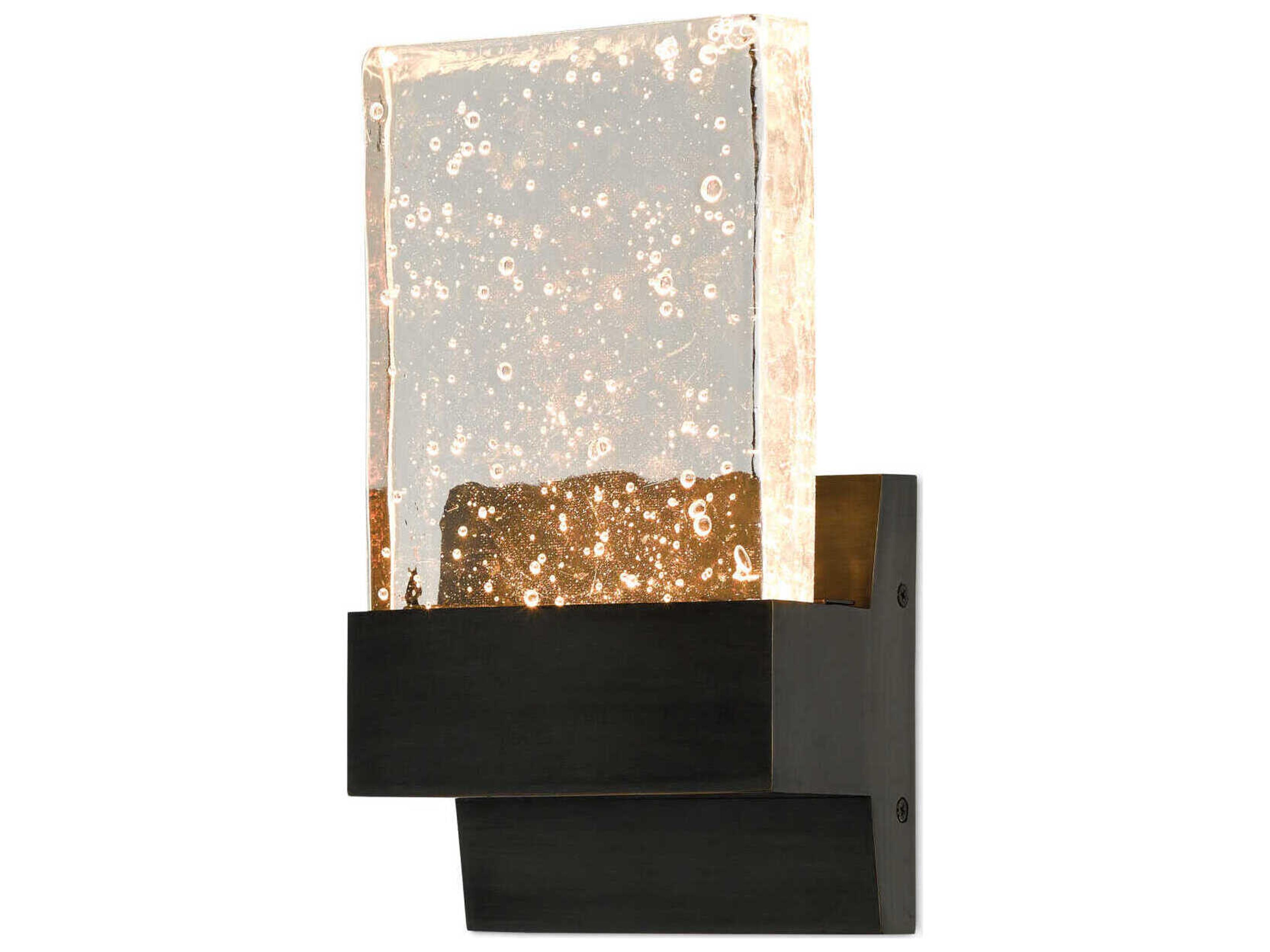 Currey & Company Penzance 2-Light Oil Rubbed Bronze Glass LED Wall Sconce