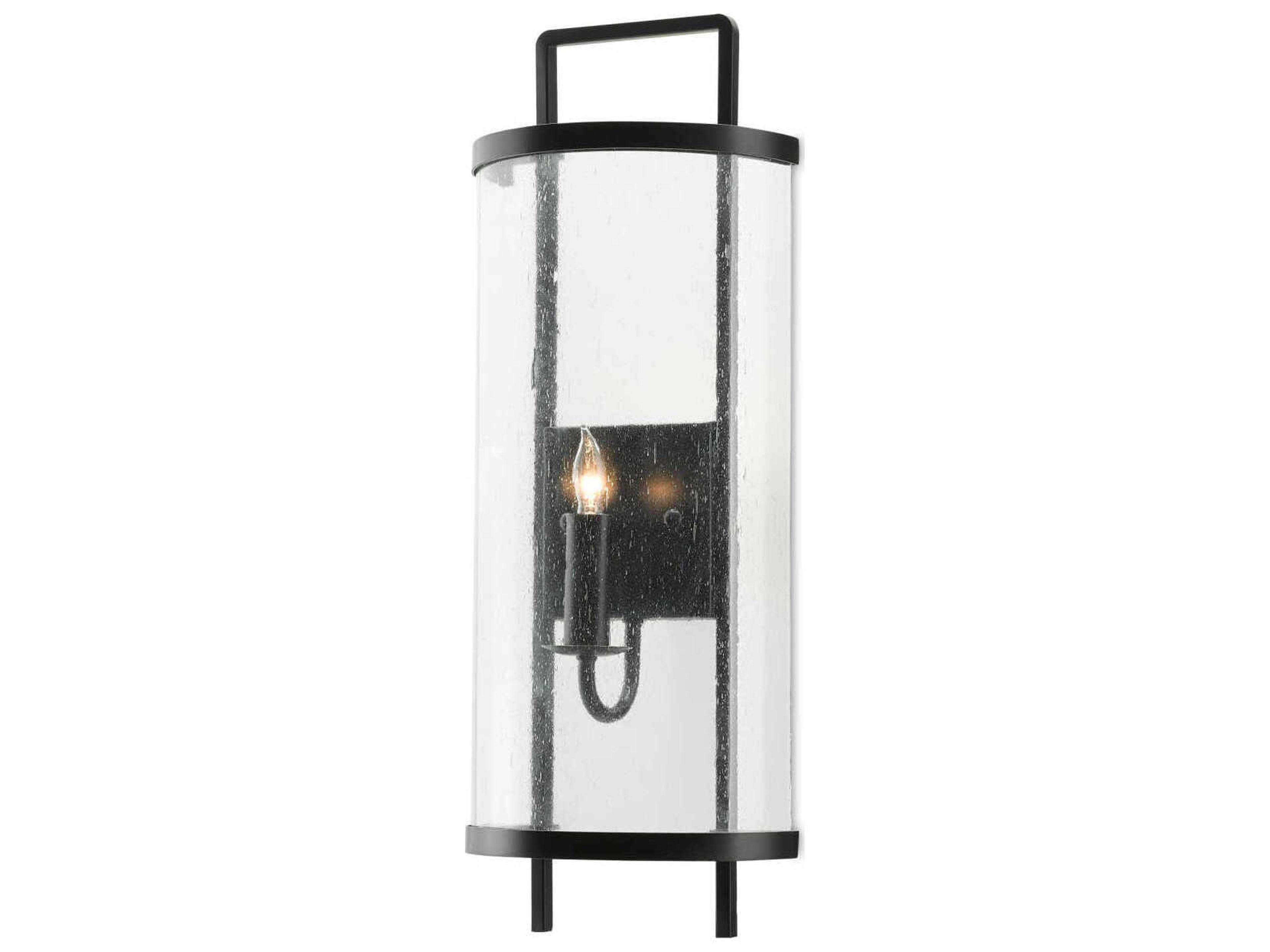 Currey & Company Breakspear 1-Light Antique Black Glass Wall Sconce