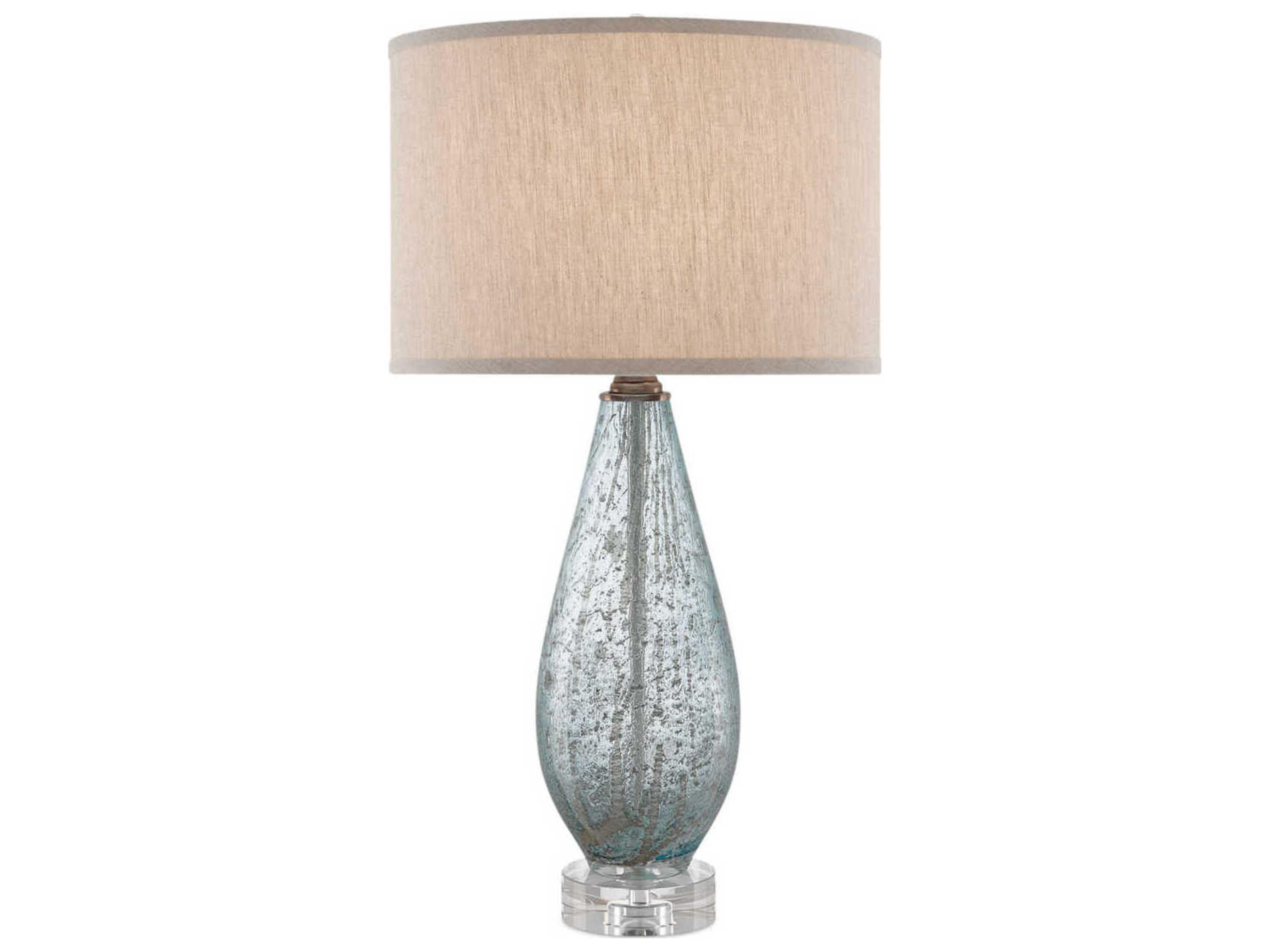Currey & Company Optimist Pale Blue Glass Clear Buffet Lamp