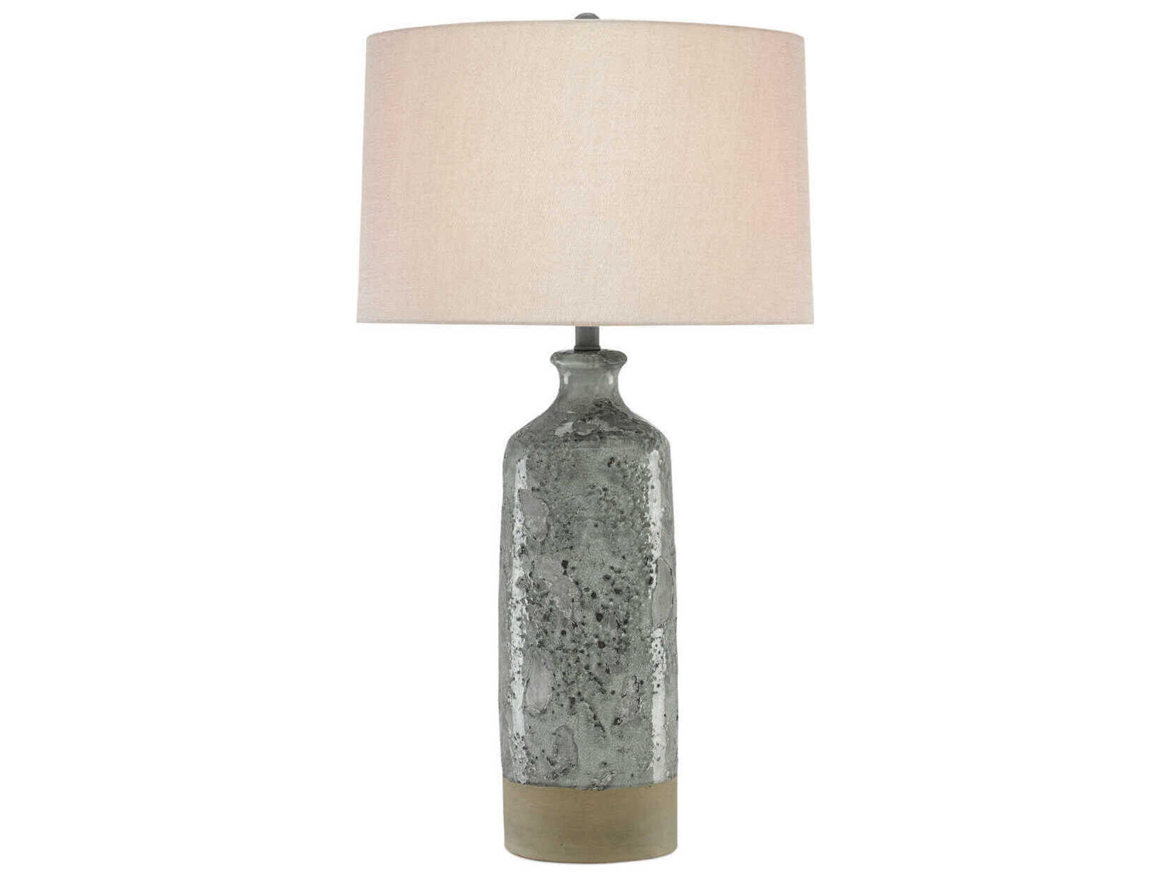 Currey & Company Stargazer Glass Celadon Crackle Gray Almond Linen Buffet Lamp