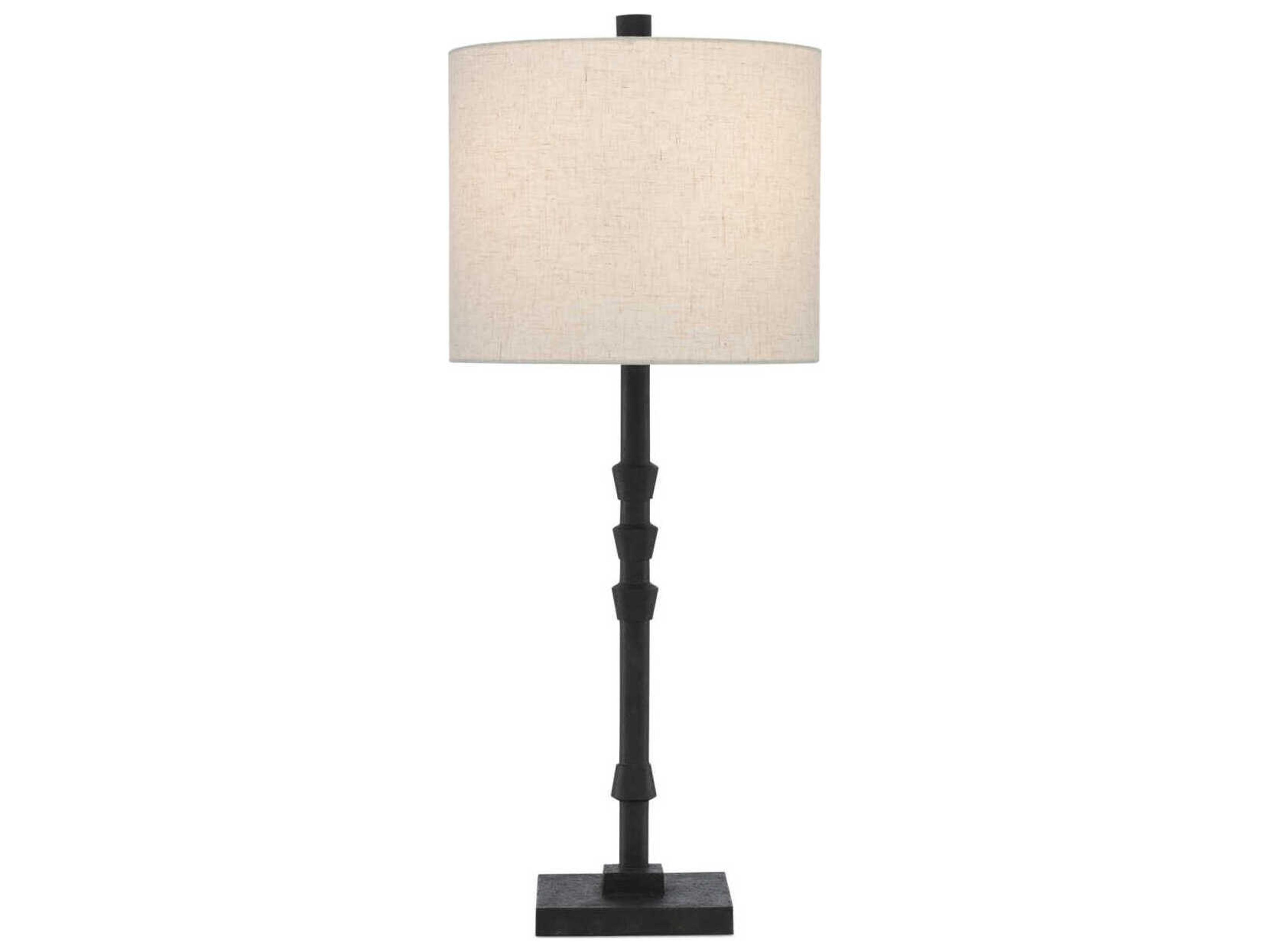 Currey & Company Lohn Mole Black Beige Poplin Buffet Lamp