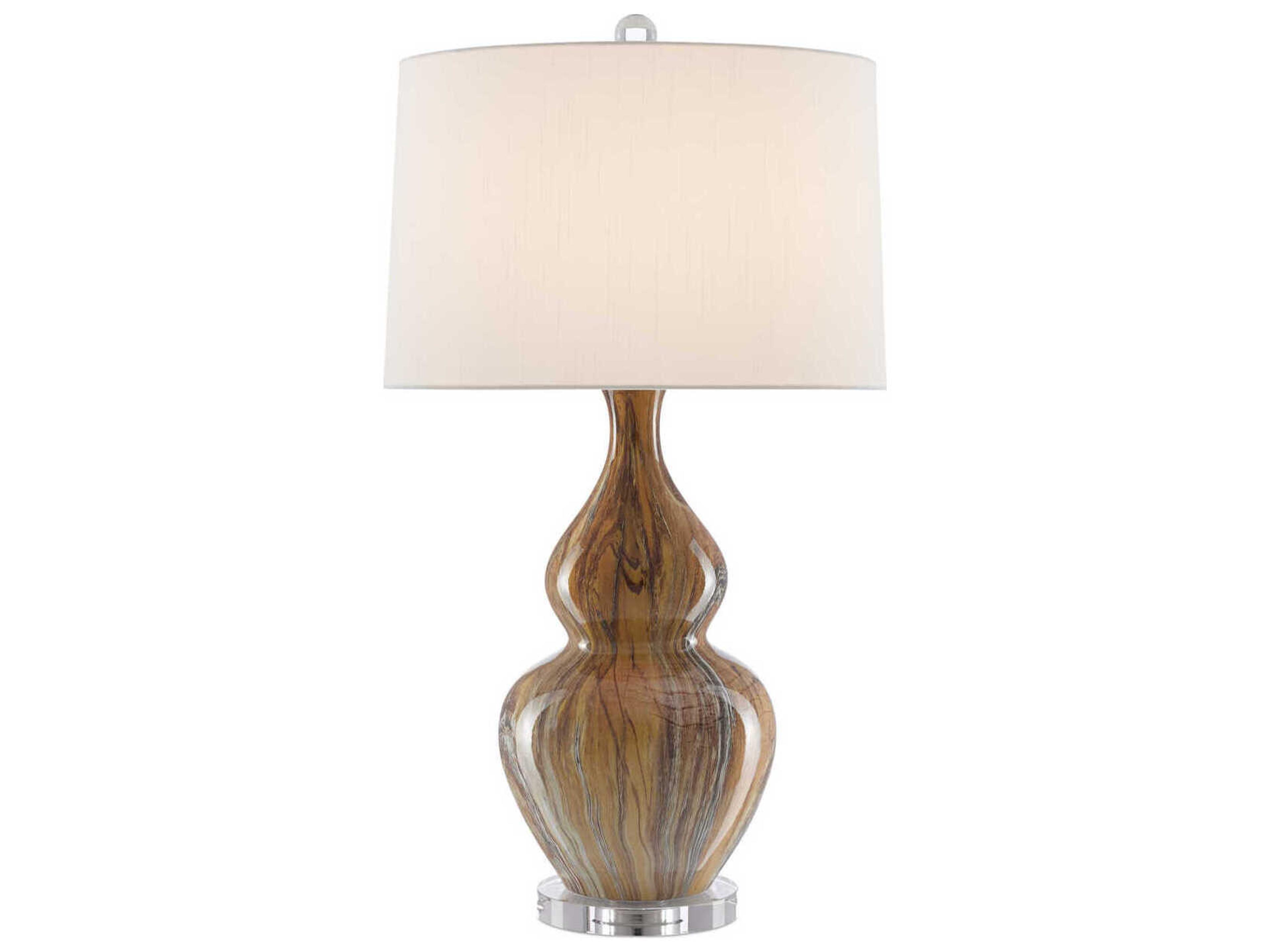 Currey & Company Kolor Crystal Earth Brown Off White Shantung Buffet Lamp