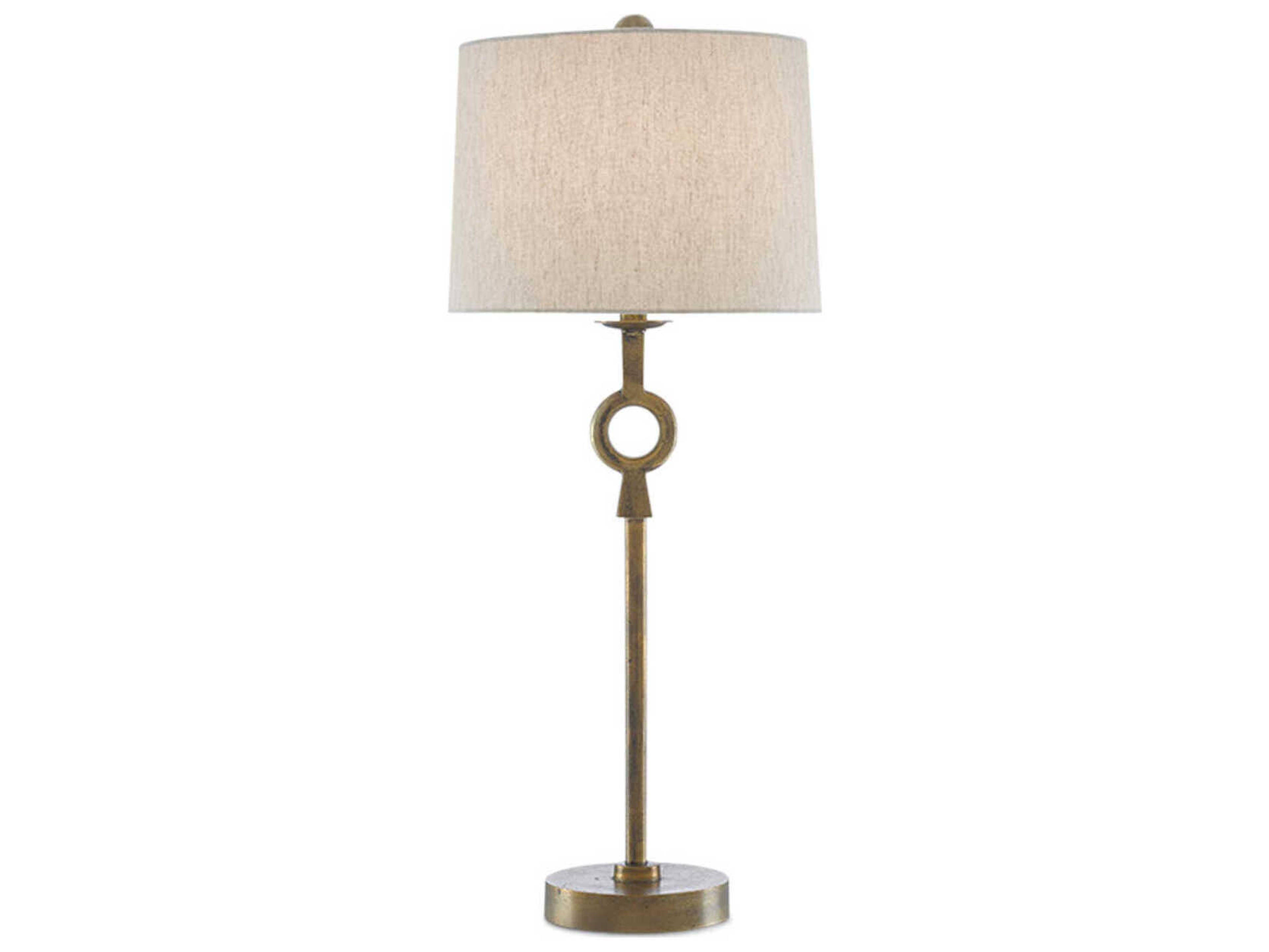 Currey & Company Germaine Antique Brass Natural Flax Buffet Lamp