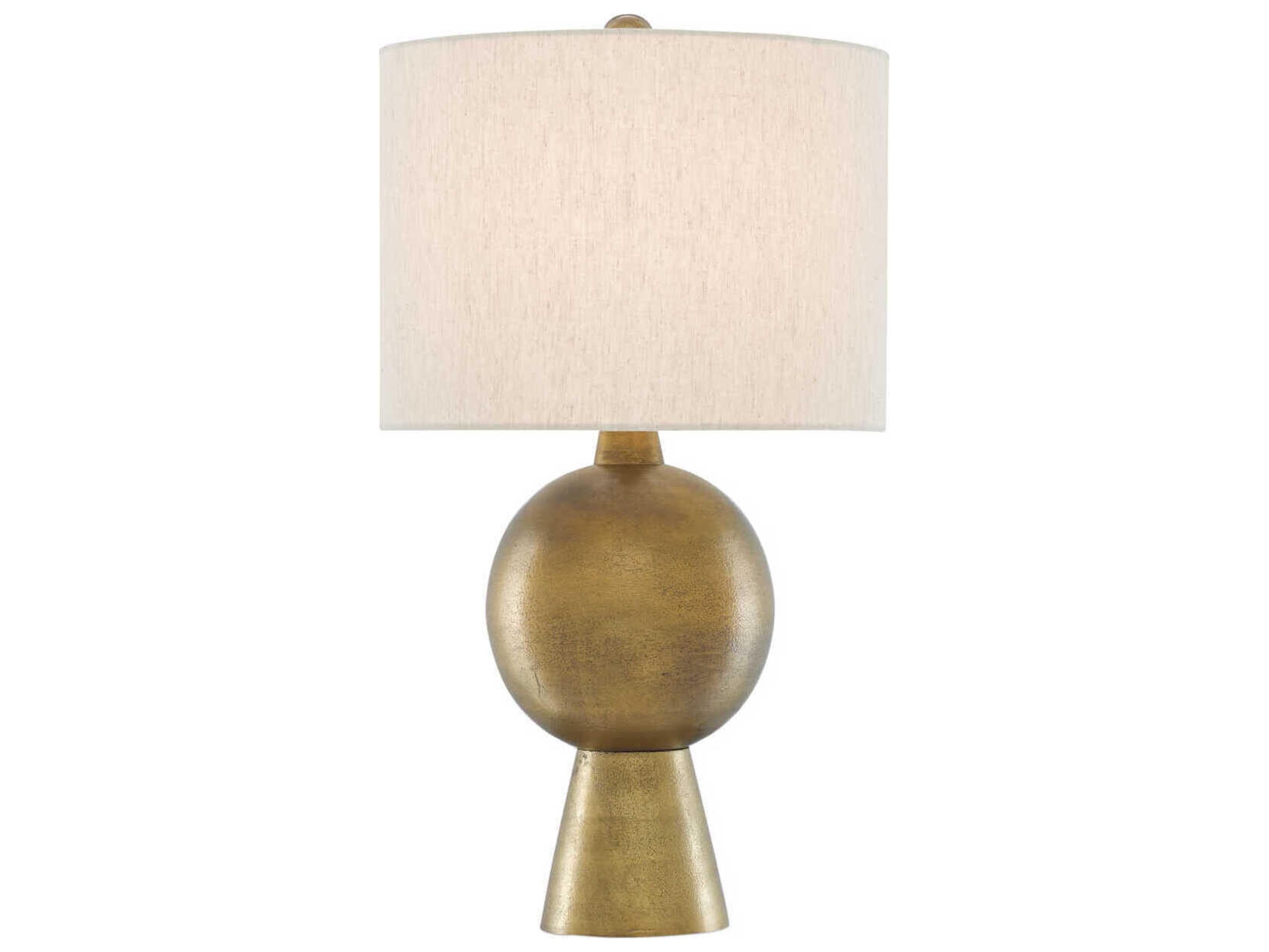 Currey & Company Rami Antique Brass Natural Flax Buffet Lamp