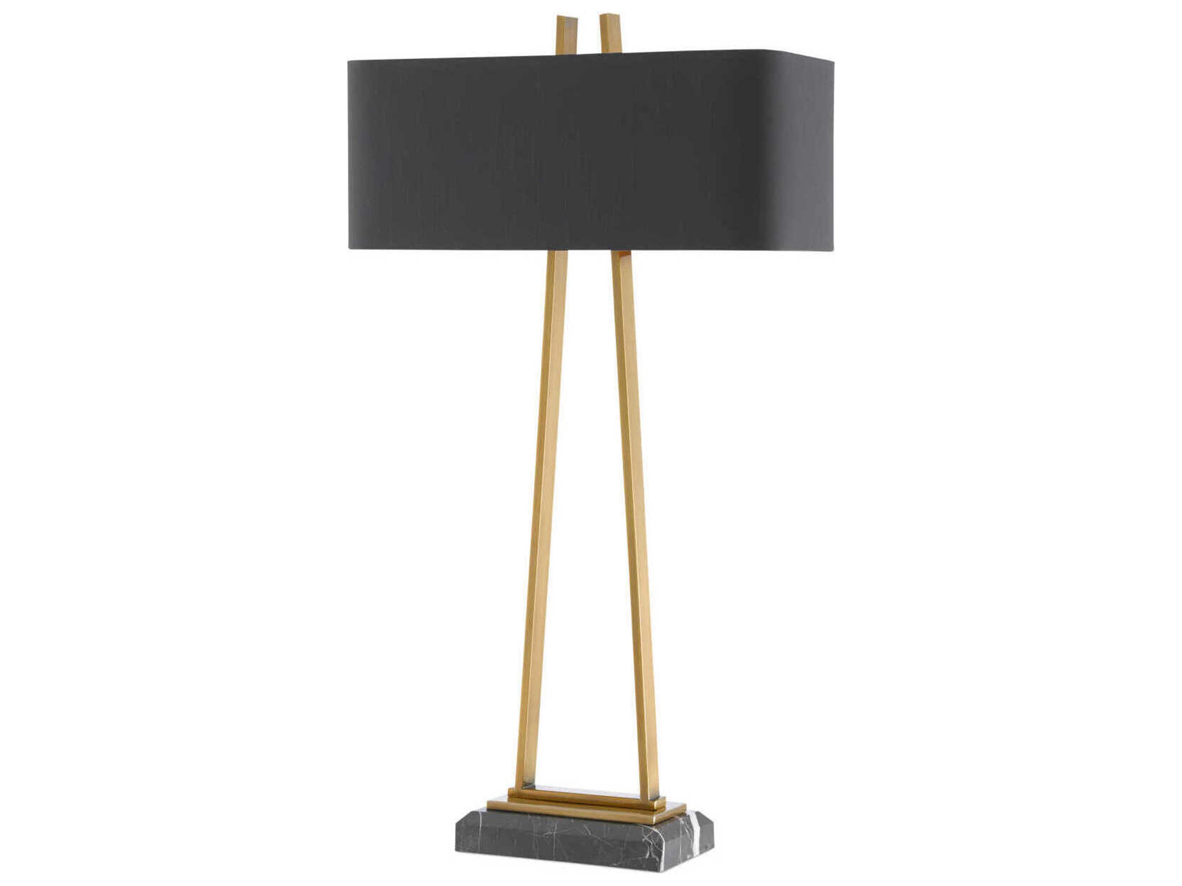 Currey & Company Adorn Antique Brass Black Shantung Buffet Lamp