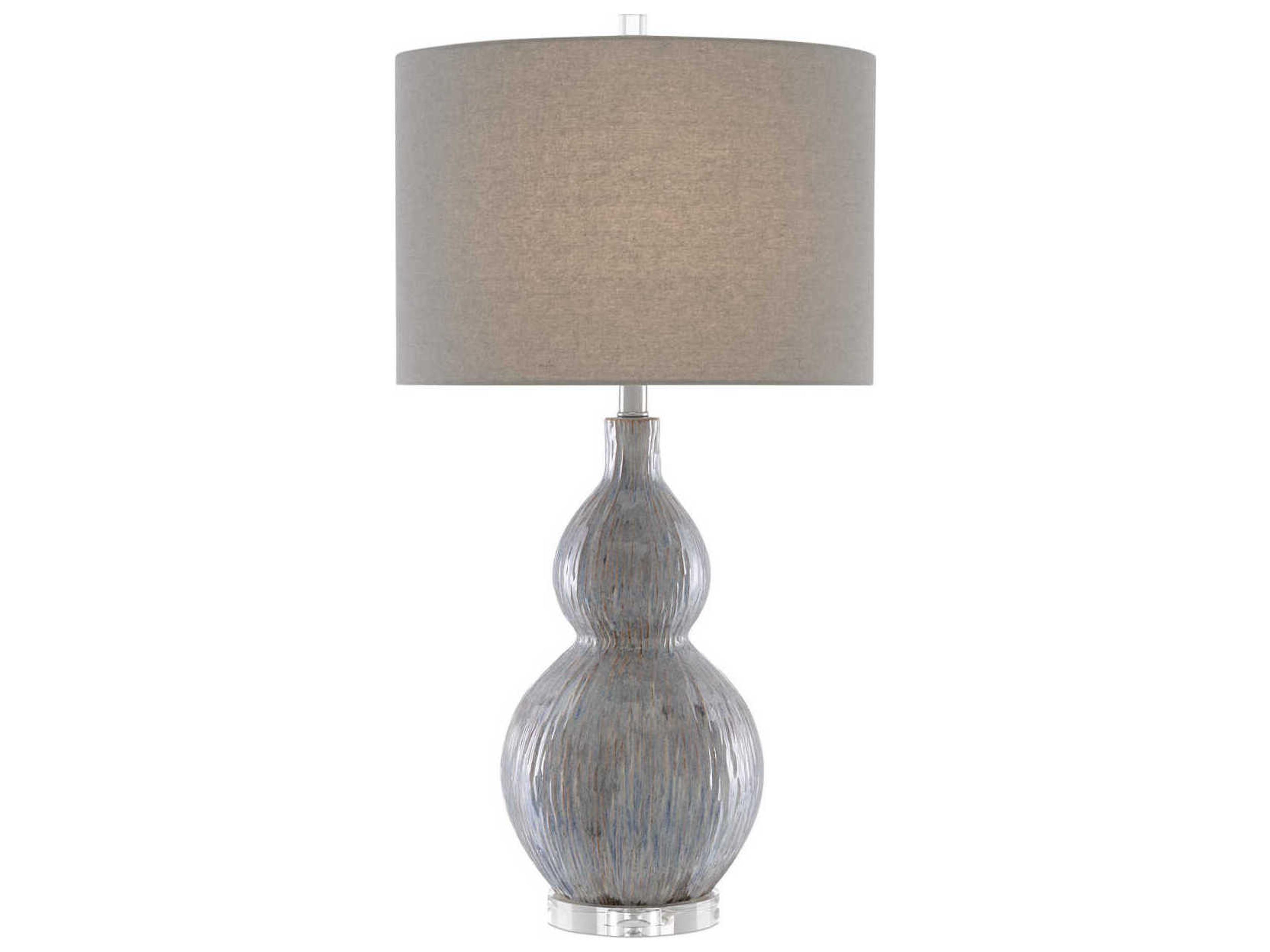 Currey & Company Idyll Crystal Gray Blue Taupe Buffet Lamp