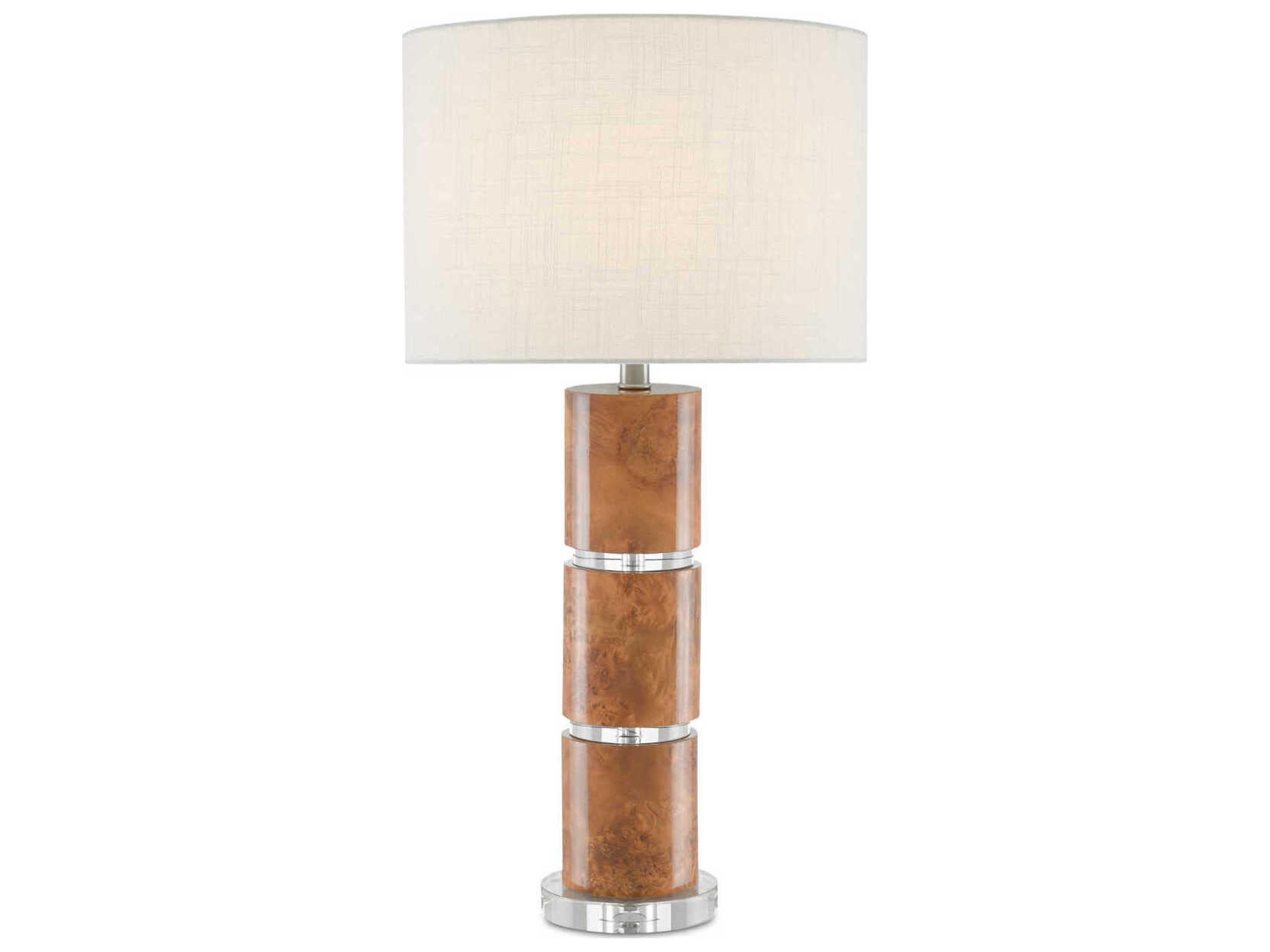 Currey & Company Birdseye Crystal Maple Veneer White Buffet Lamp