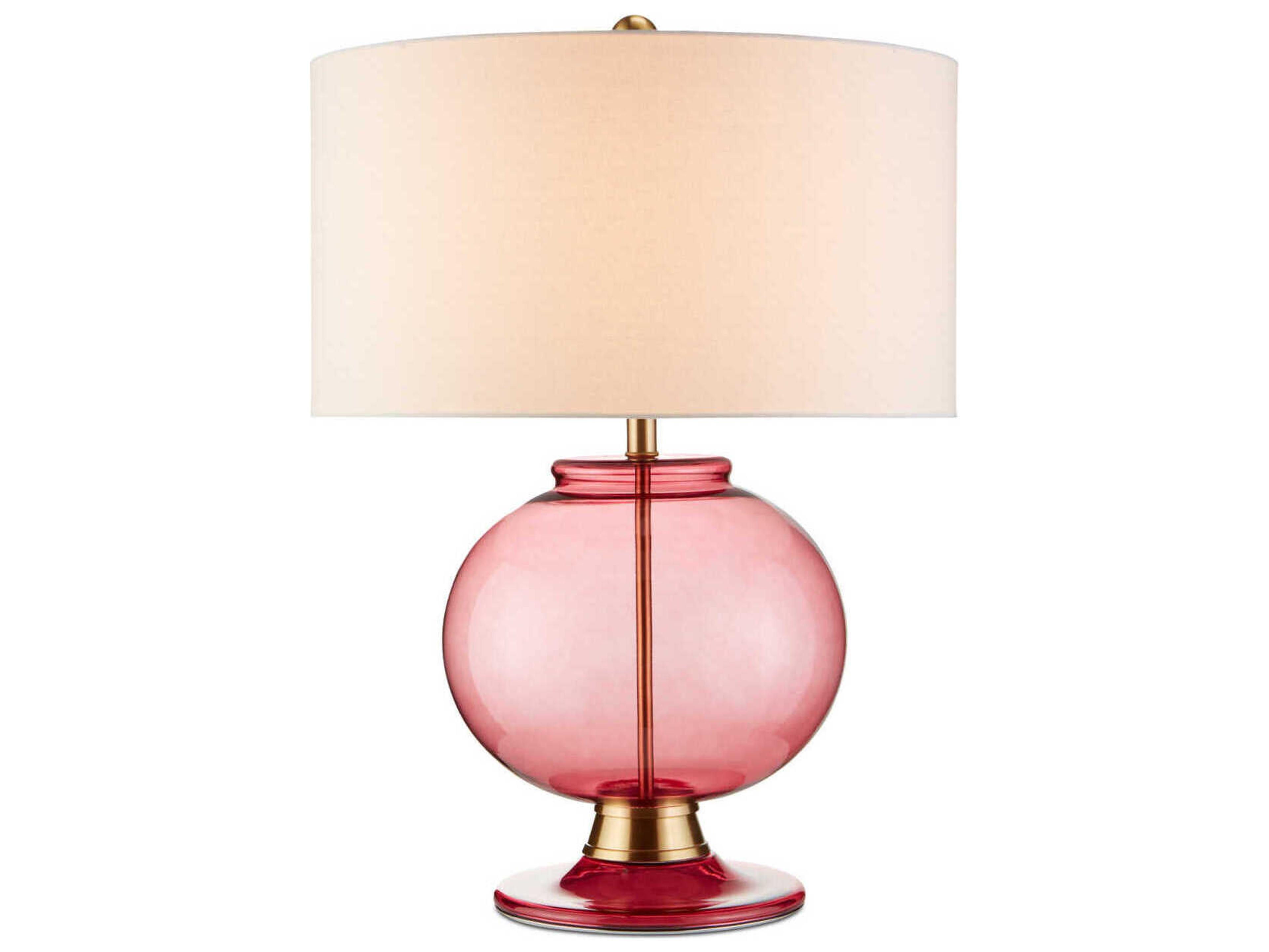 Currey & Company Jocasta Clear Red Brass Glass Buffet Lamp