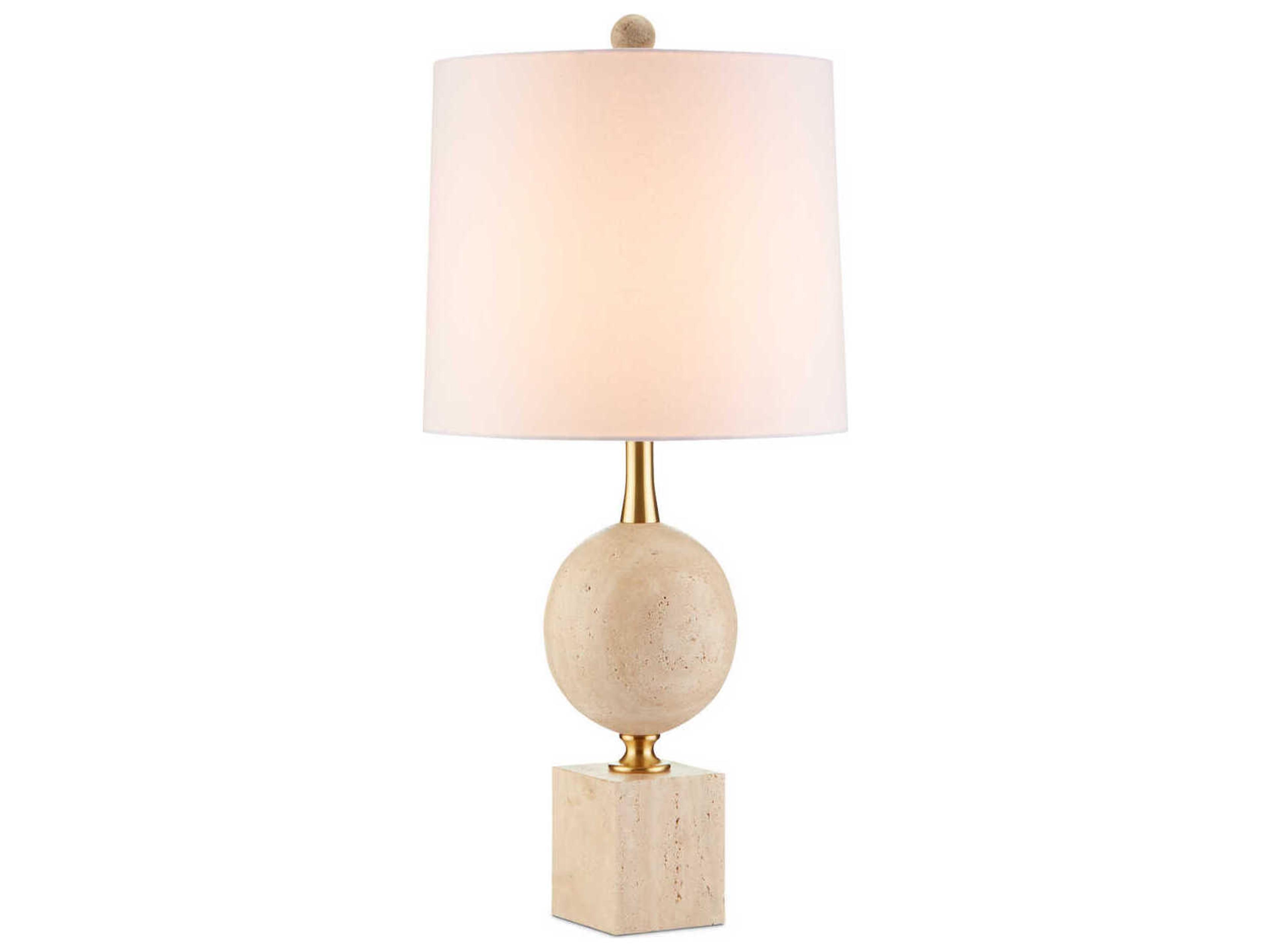 Currey & Company Adorno Natural Beige Antique Brass Buffet Lamp