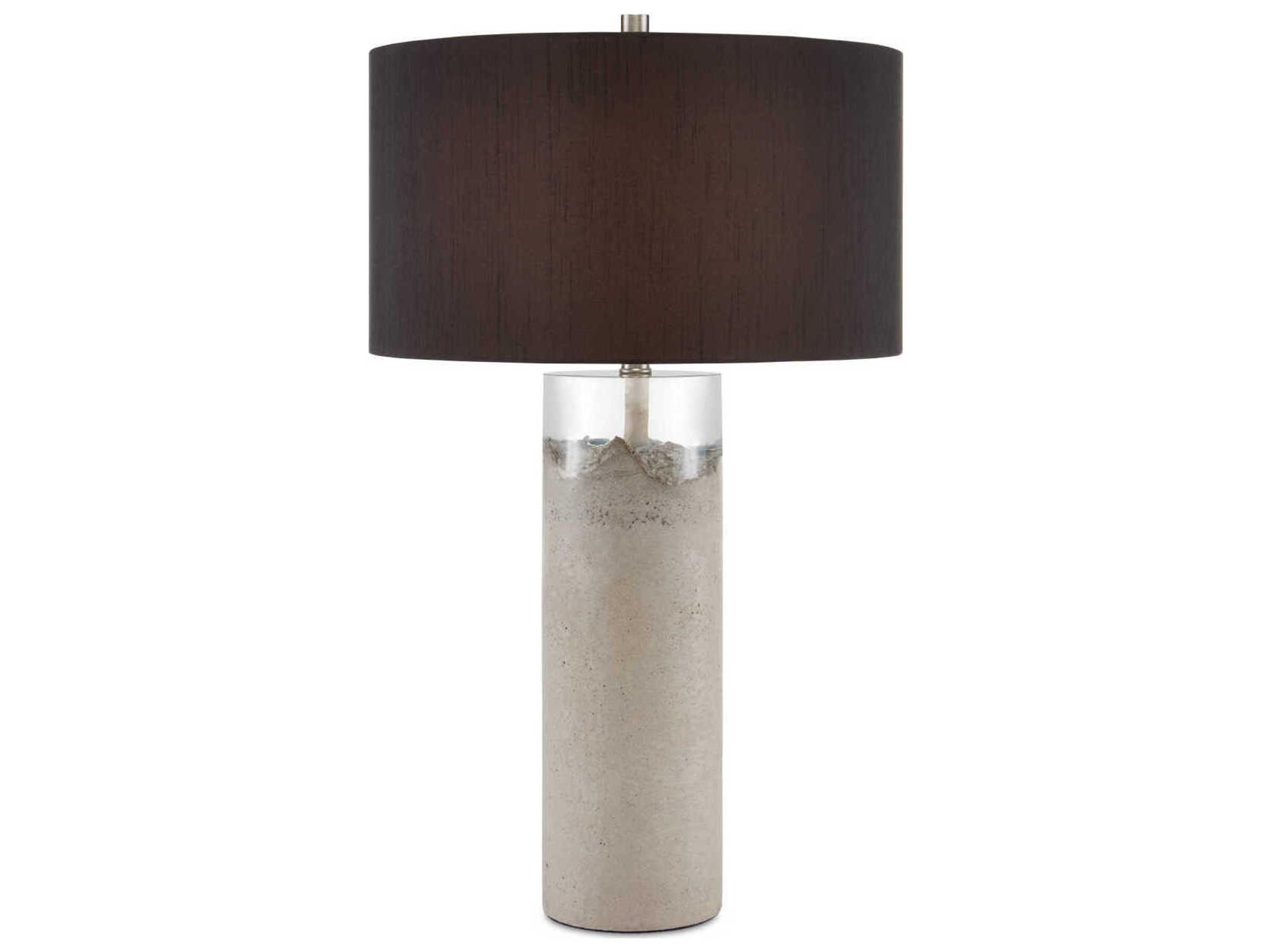 Currey & Company Edfu Concrete Clear Resin Black Buffet Lamp