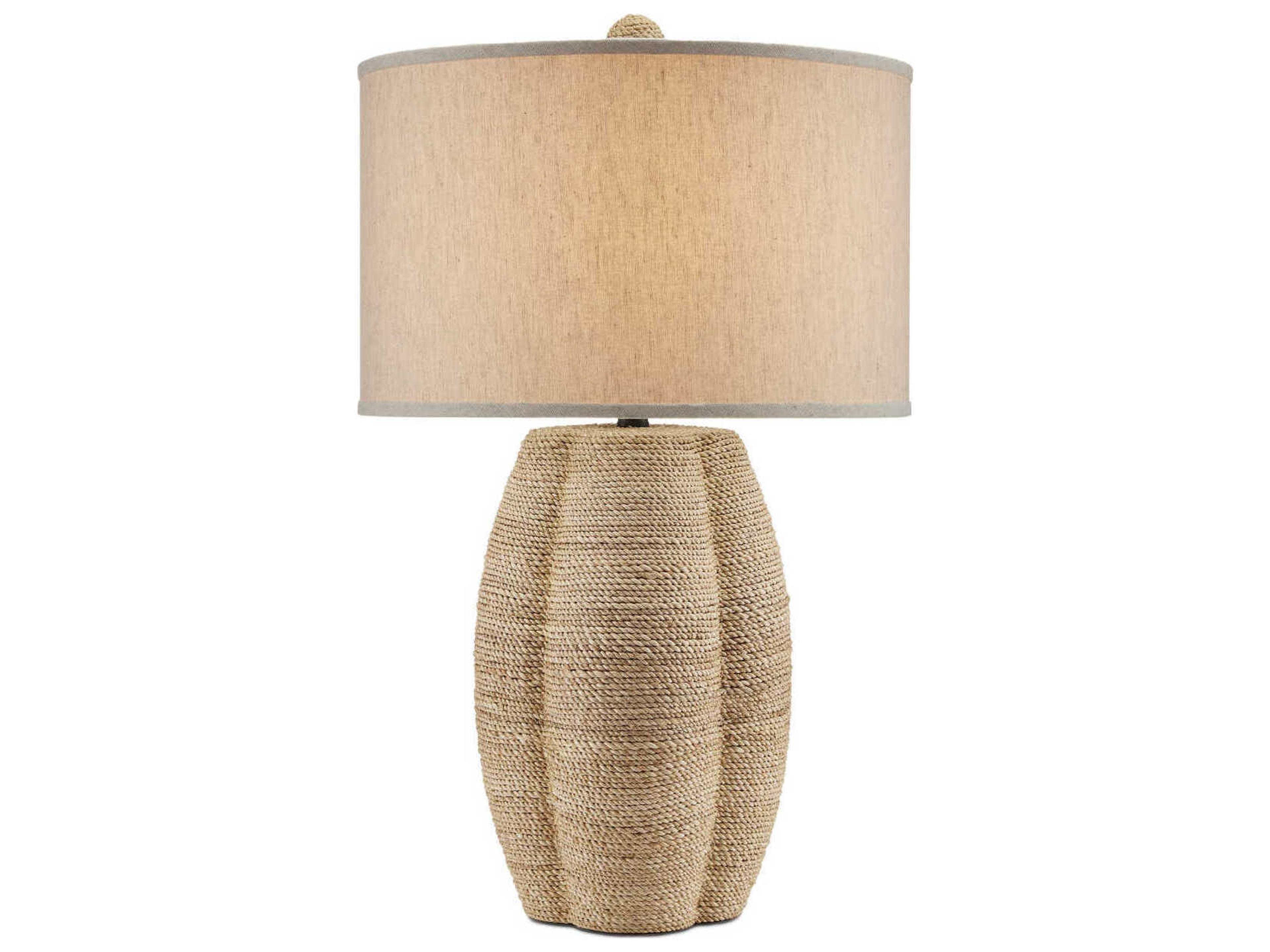 Currey & Company Karnak Satin Black Natural Abaca Rope Buffet Lamp