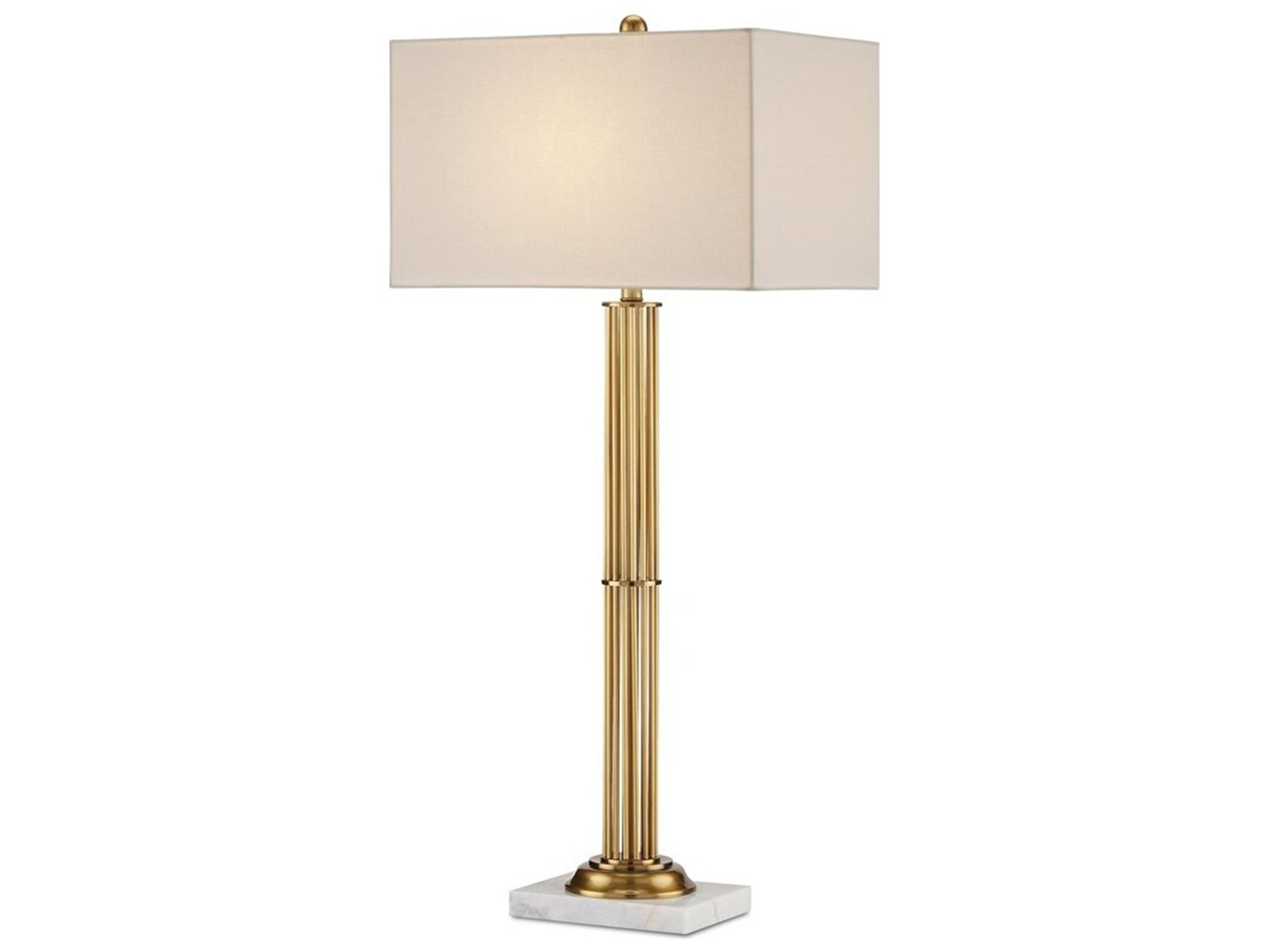 Currey & Company Allegory Antique Brass White Marble Buffet Lamp