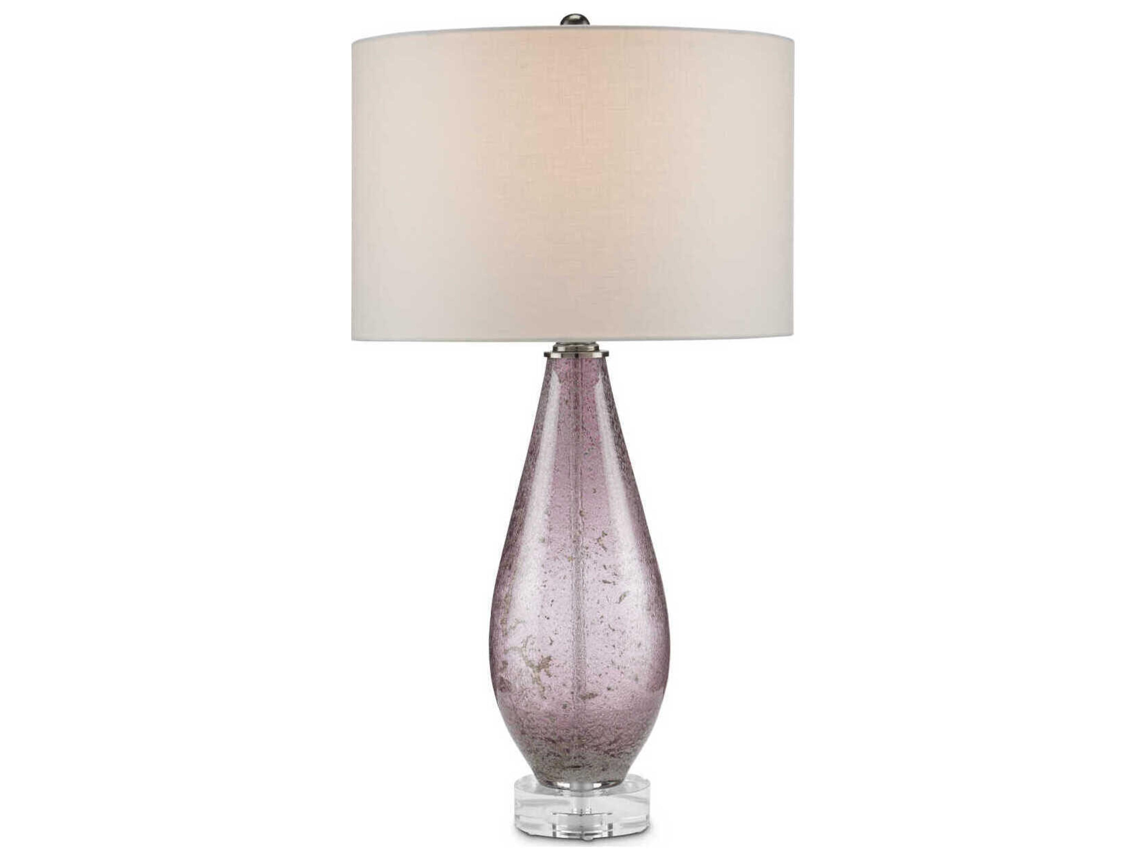 Currey & Company Optimist 1-Light Purple clear antique Nickel Table Lamp