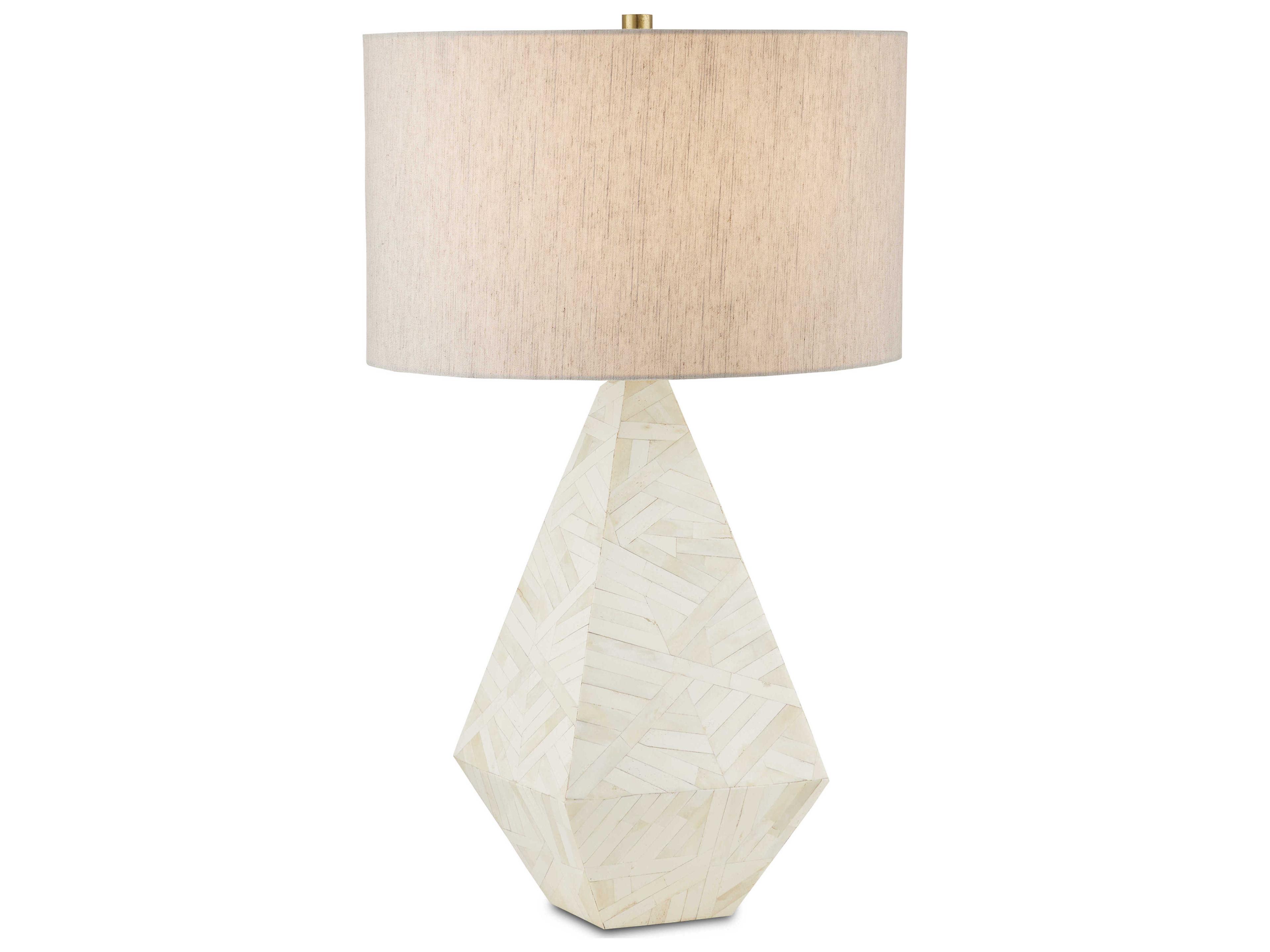 Currey & Company Elysium Natural Oatmeal Linen White Buffet Lamp
