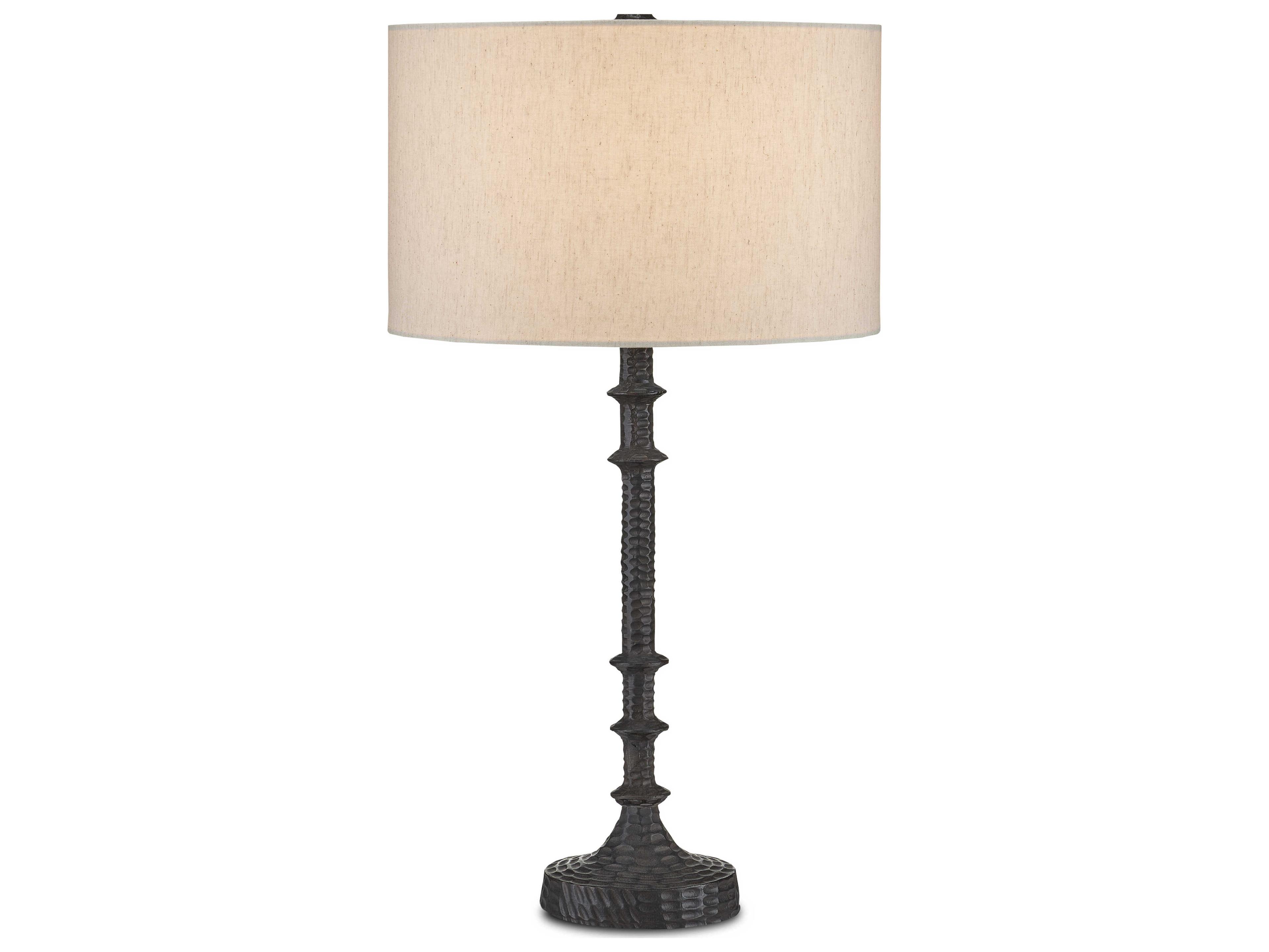 Currey & Company Gallo Bronze Natural Linen Buffet Lamp