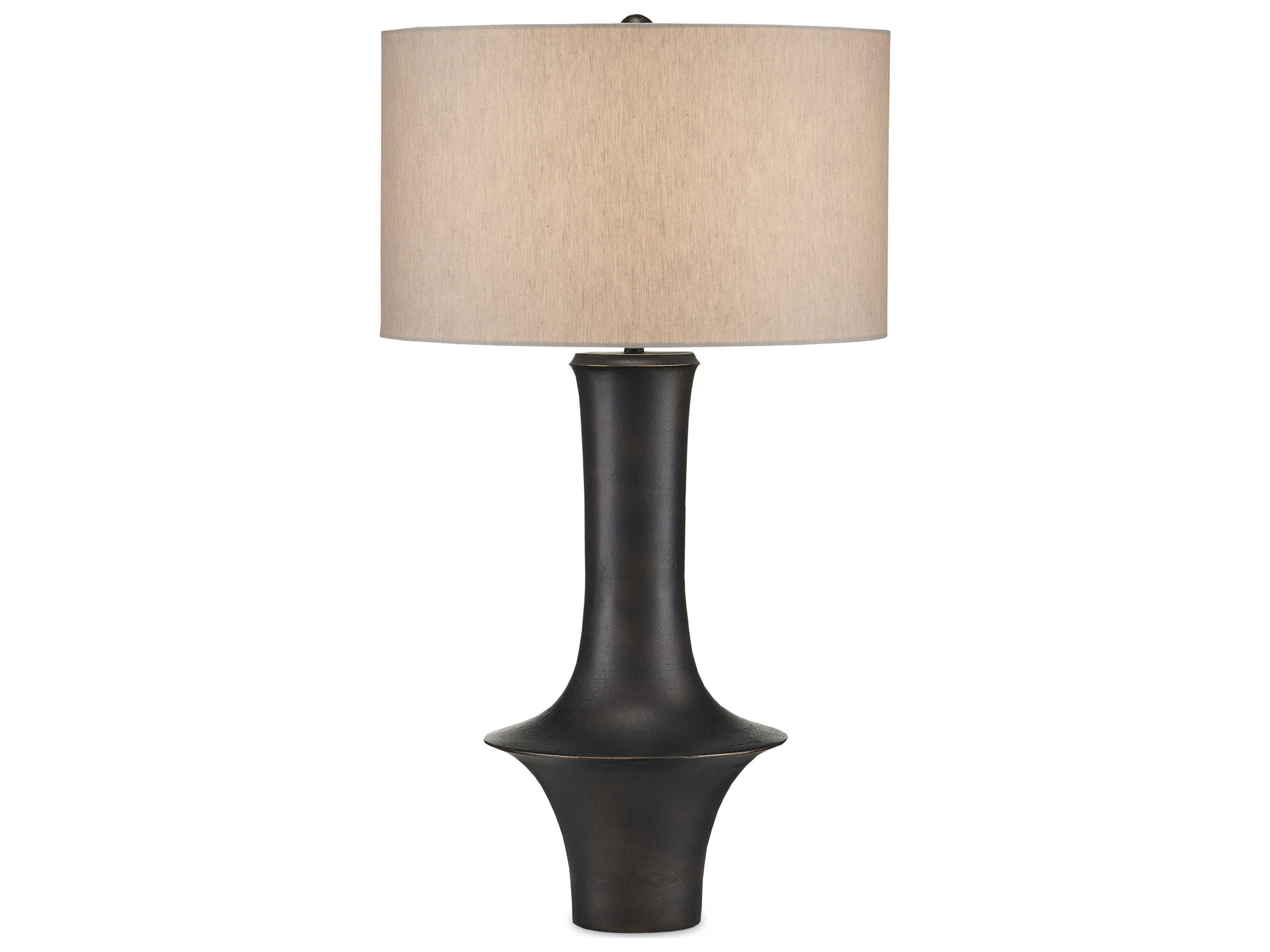 Currey & Company Silvestri Black Natural Linen Buffet Lamp