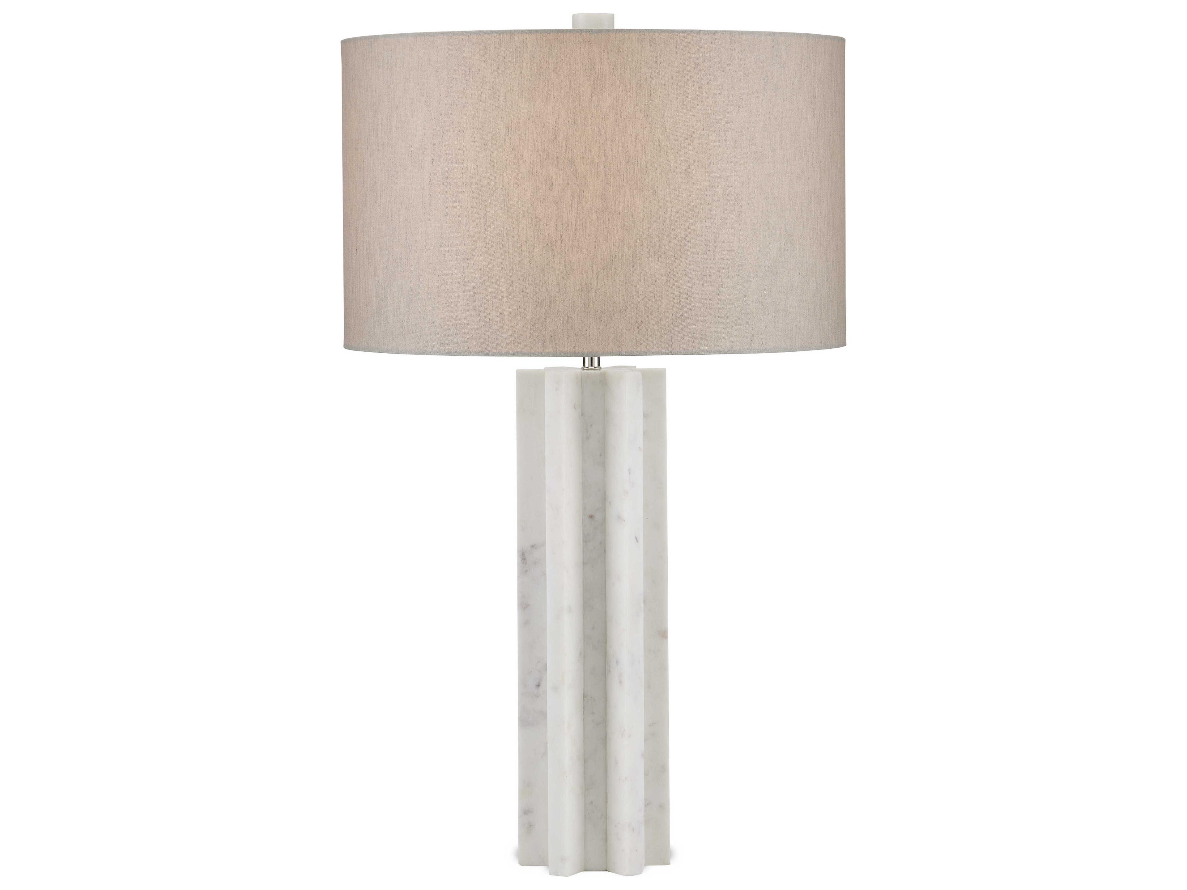 Currey & Company Mercurius White Natural Linen Buffet Lamp