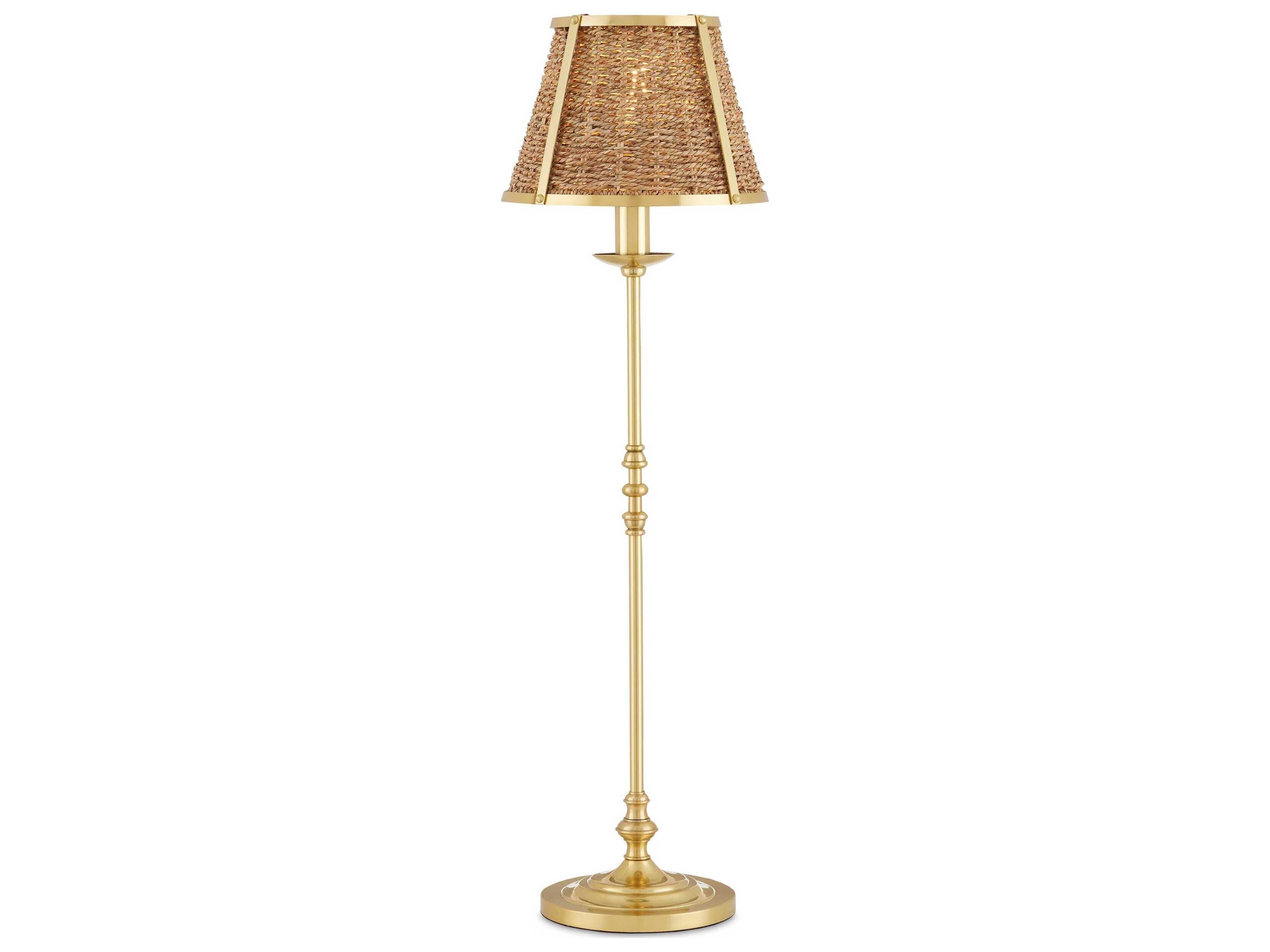 Currey & Company Deauville Polished Brass Natural Seagrass Buffet Lamp