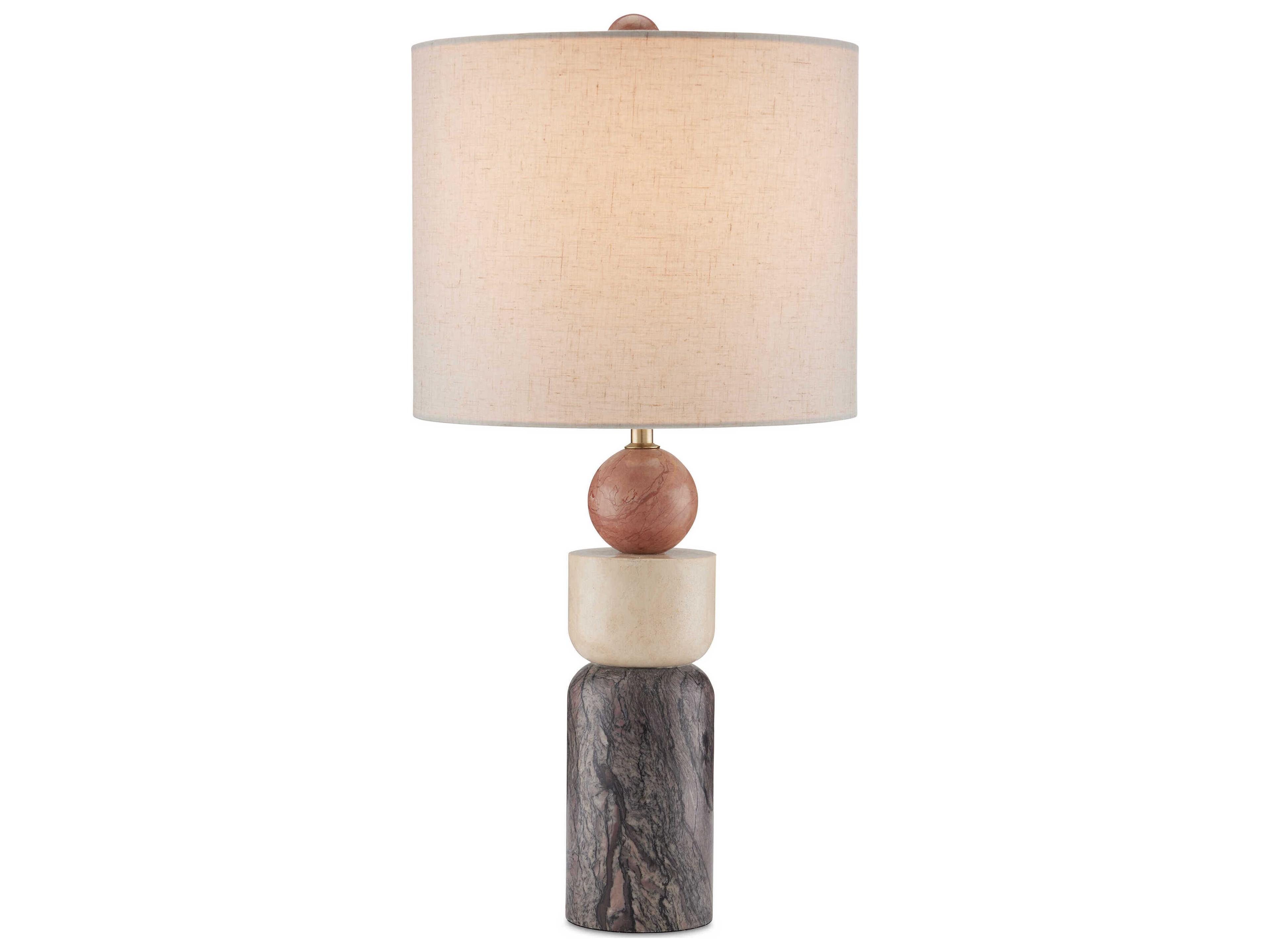 Moreno Natural Beige Popplin White Table Lamp