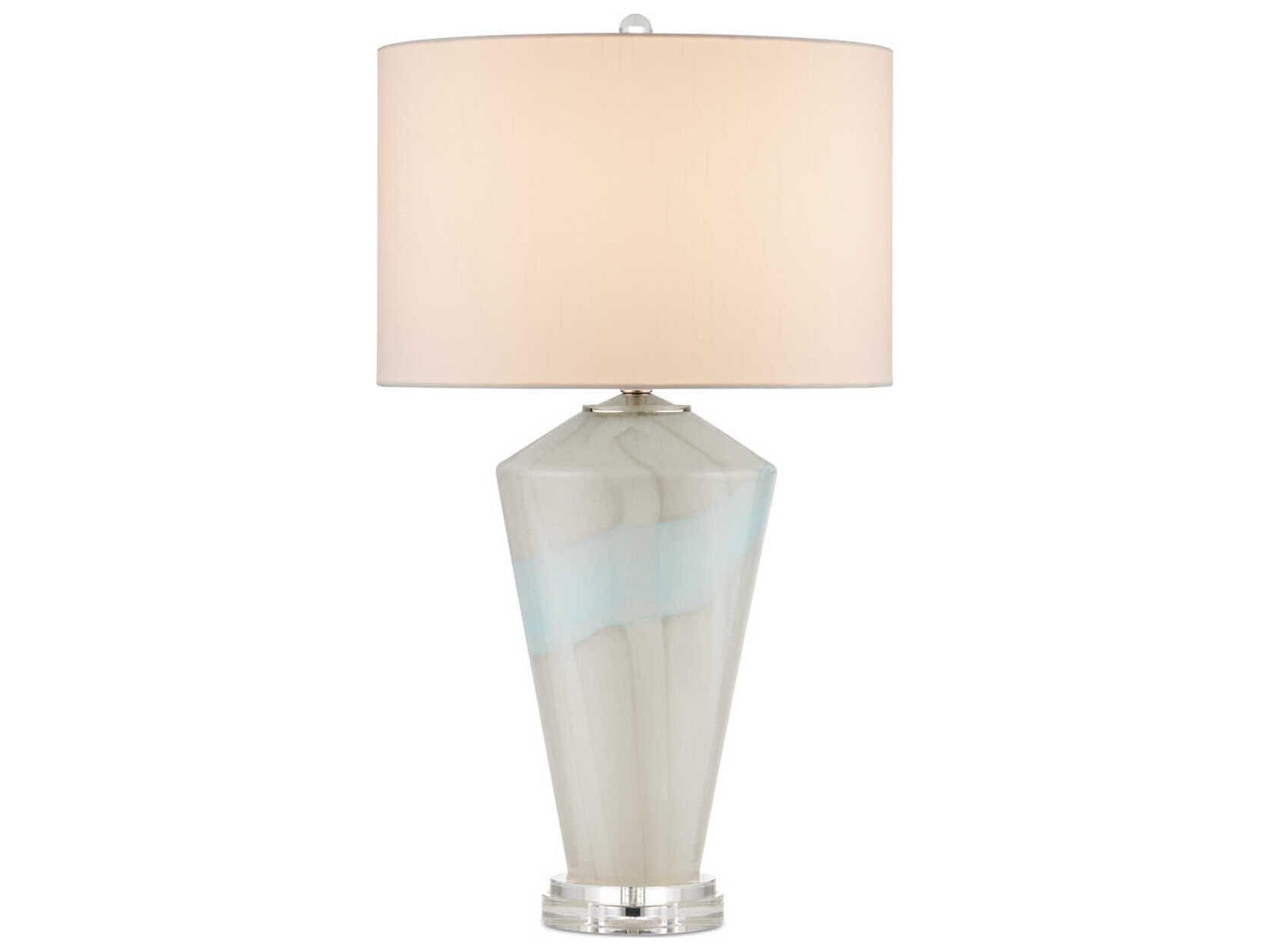 Currey & Company Floating Cloud Pale Gray Light Blue Polished Nickel Buffet Lamp