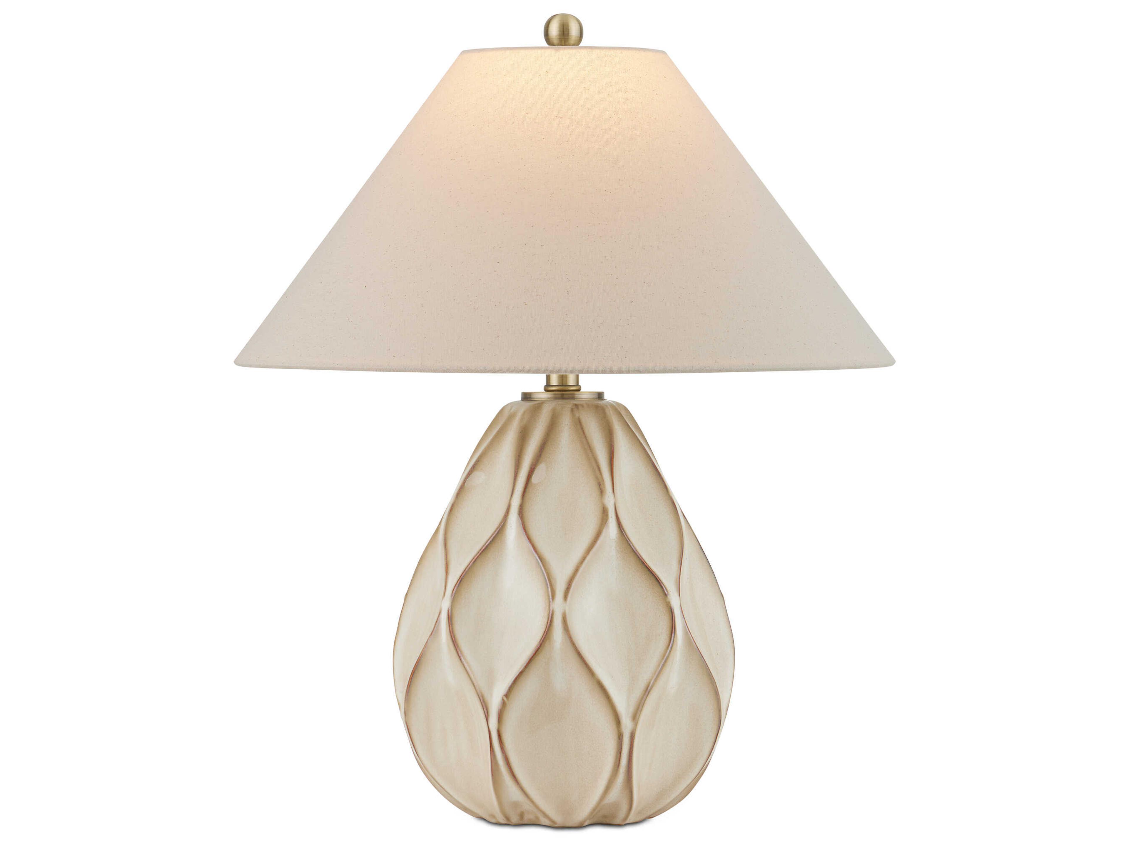 Currey & Company Edgemoor Beige Dark Brown Light Antique Brass Off White Table Lamp