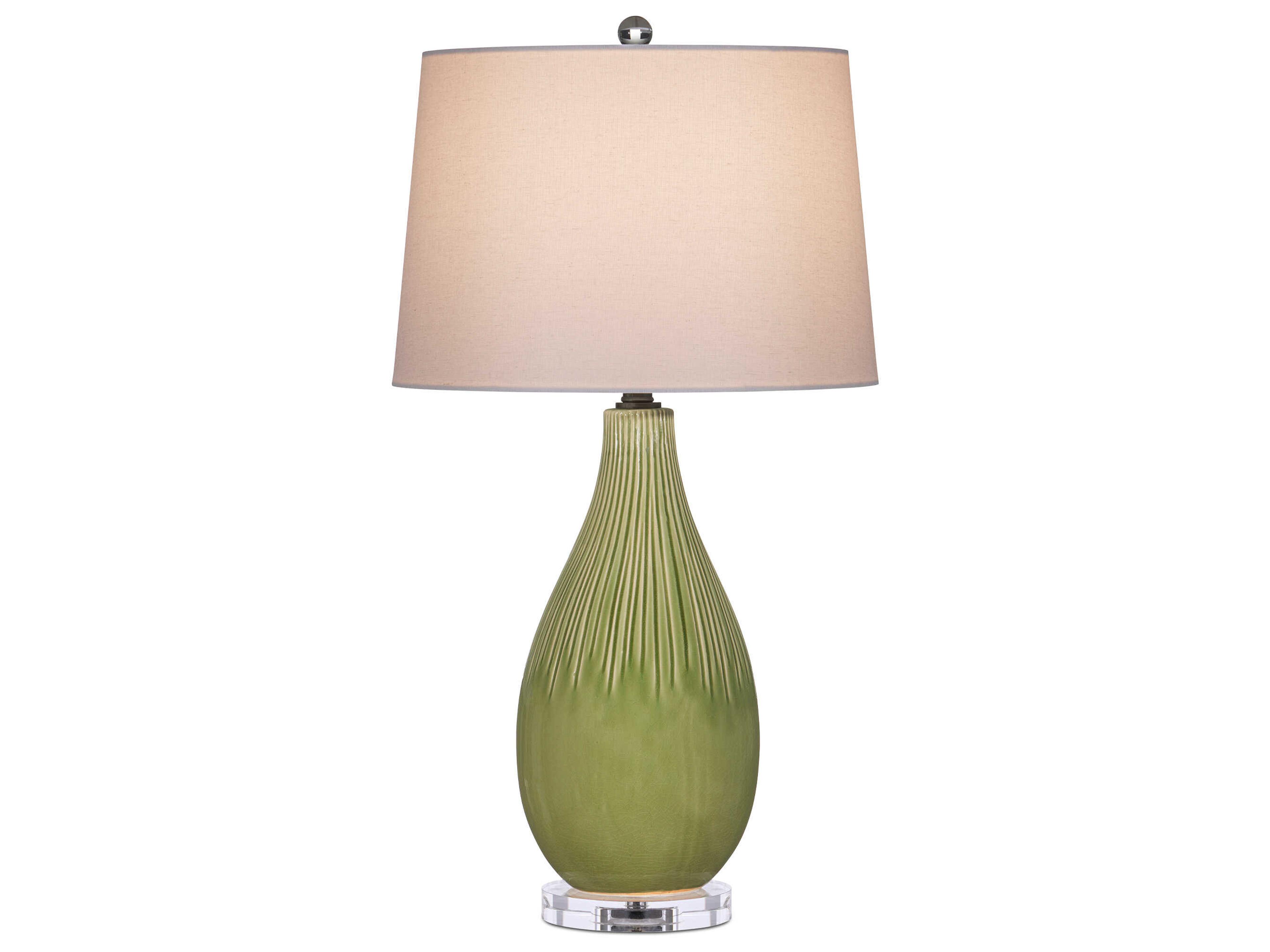 Currey & Company Anjou White Linen Green Buffet Lamp