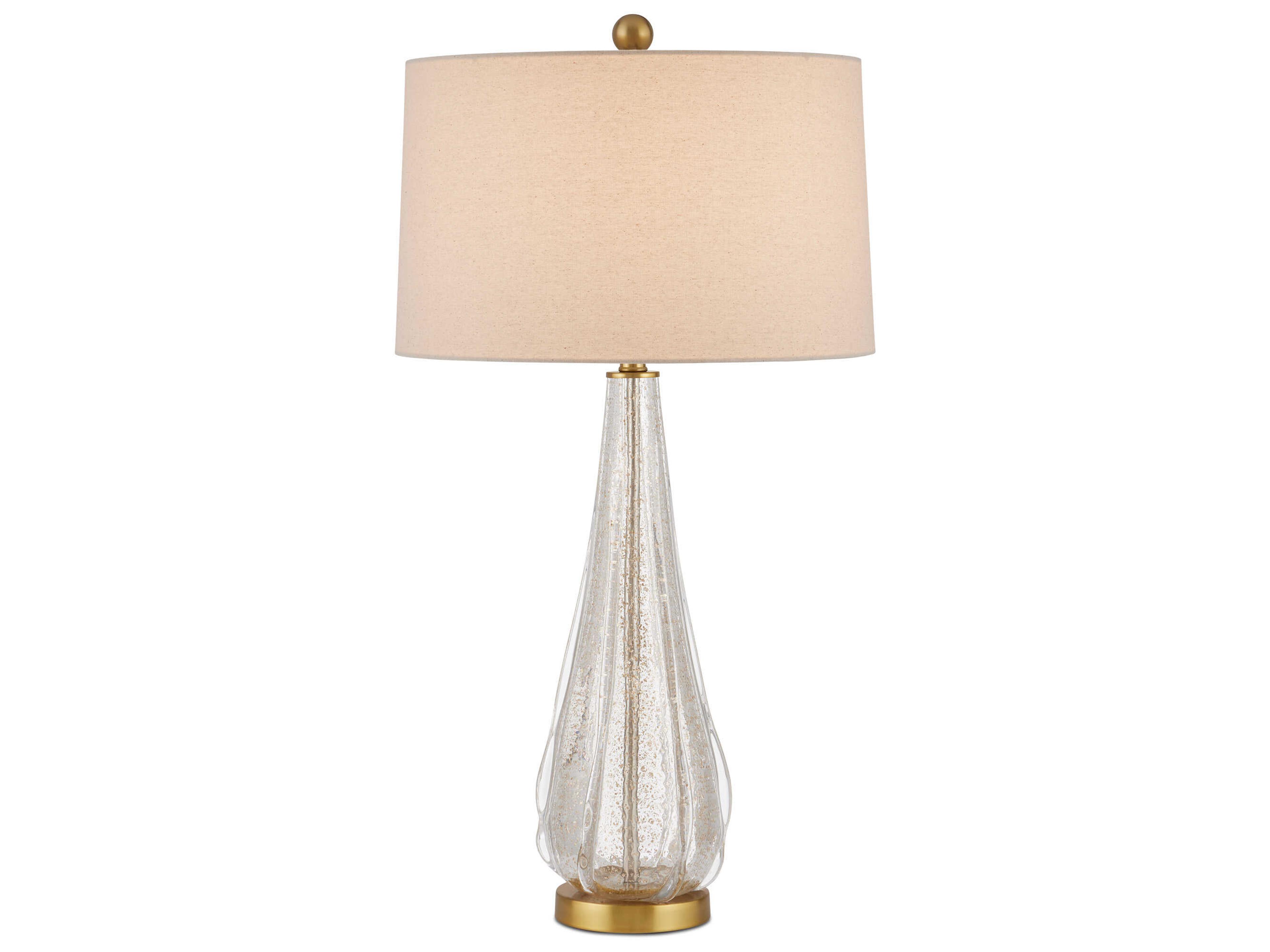 Currey & Company Zyphyrine Clear Gold Antique Brass Beige Linen Buffet Lamp