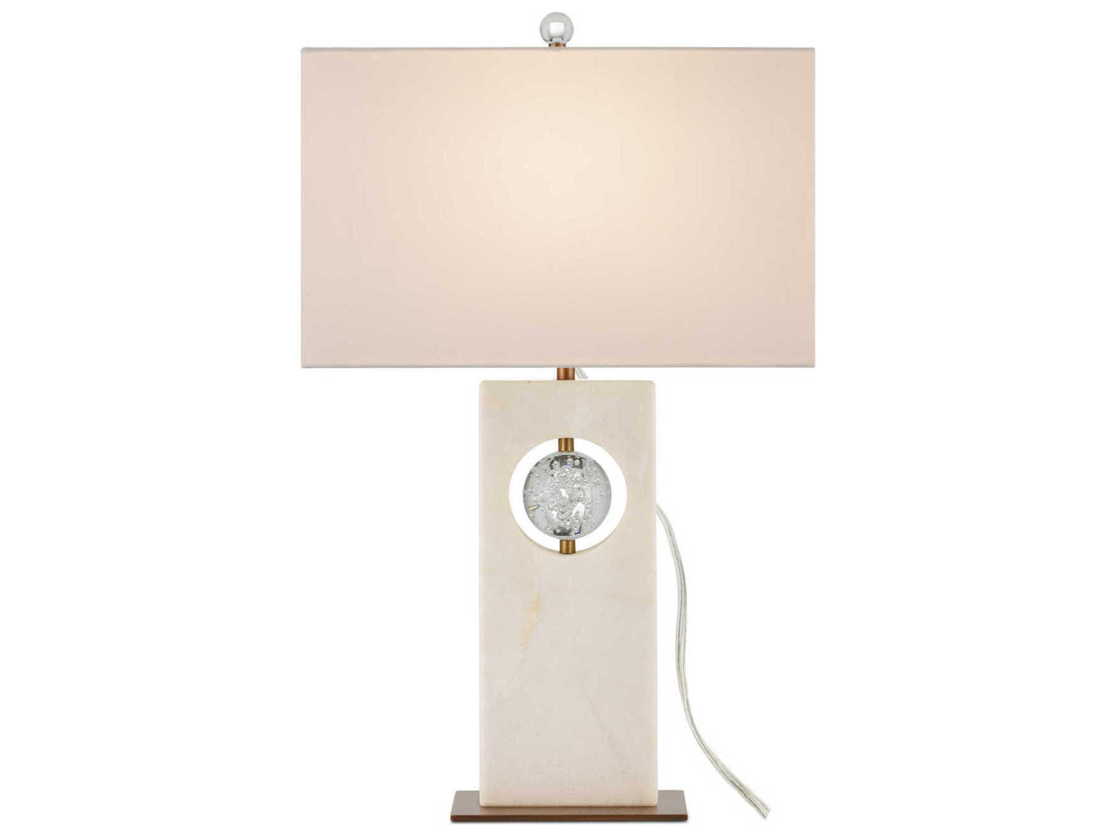 Currey & Company Radiant White Antique Brass Natural Linen Buffet Lamp
