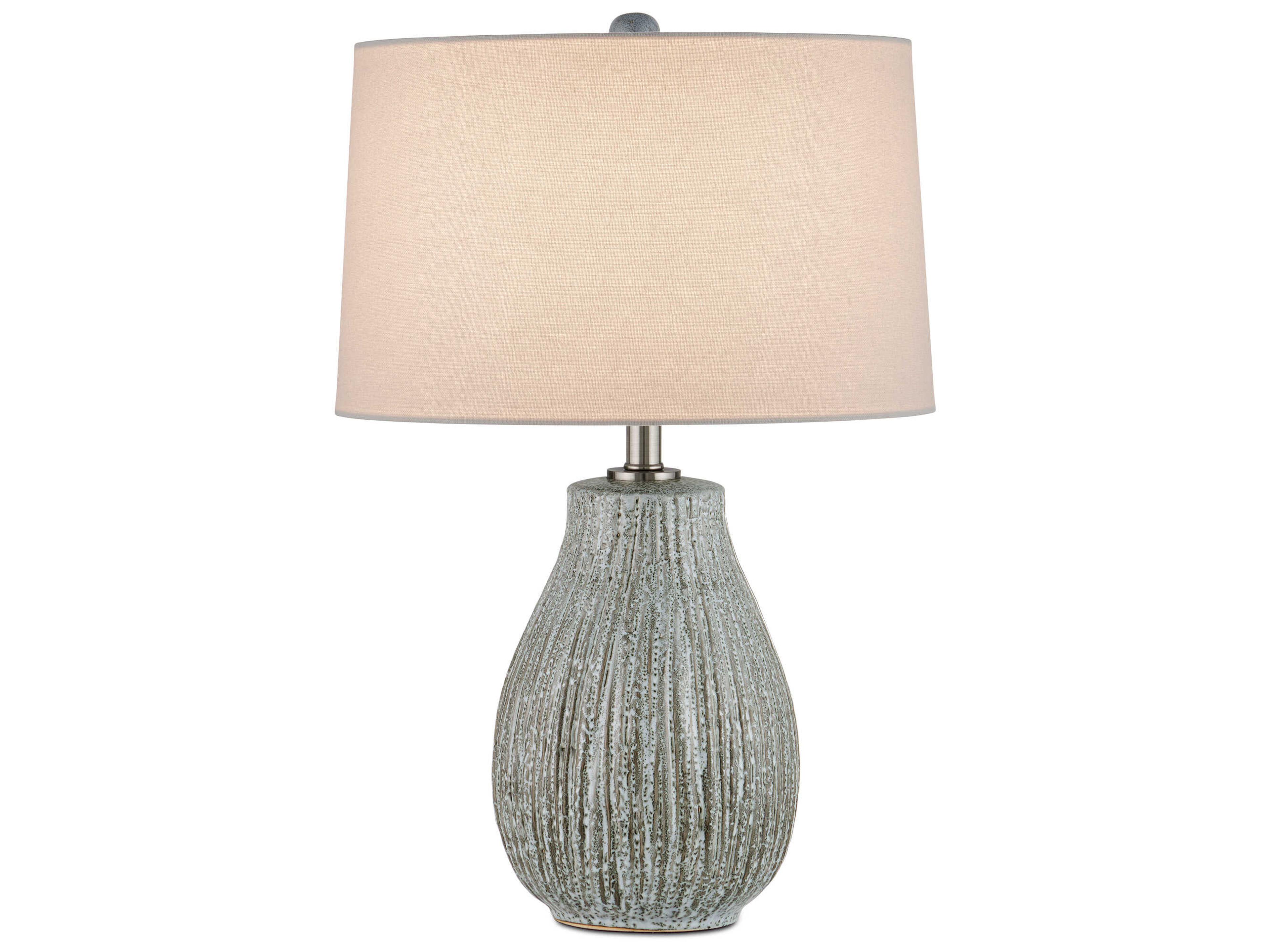 Currey & Company Fidella Reactive Black White Brushed Nickel Gray Table Lamp