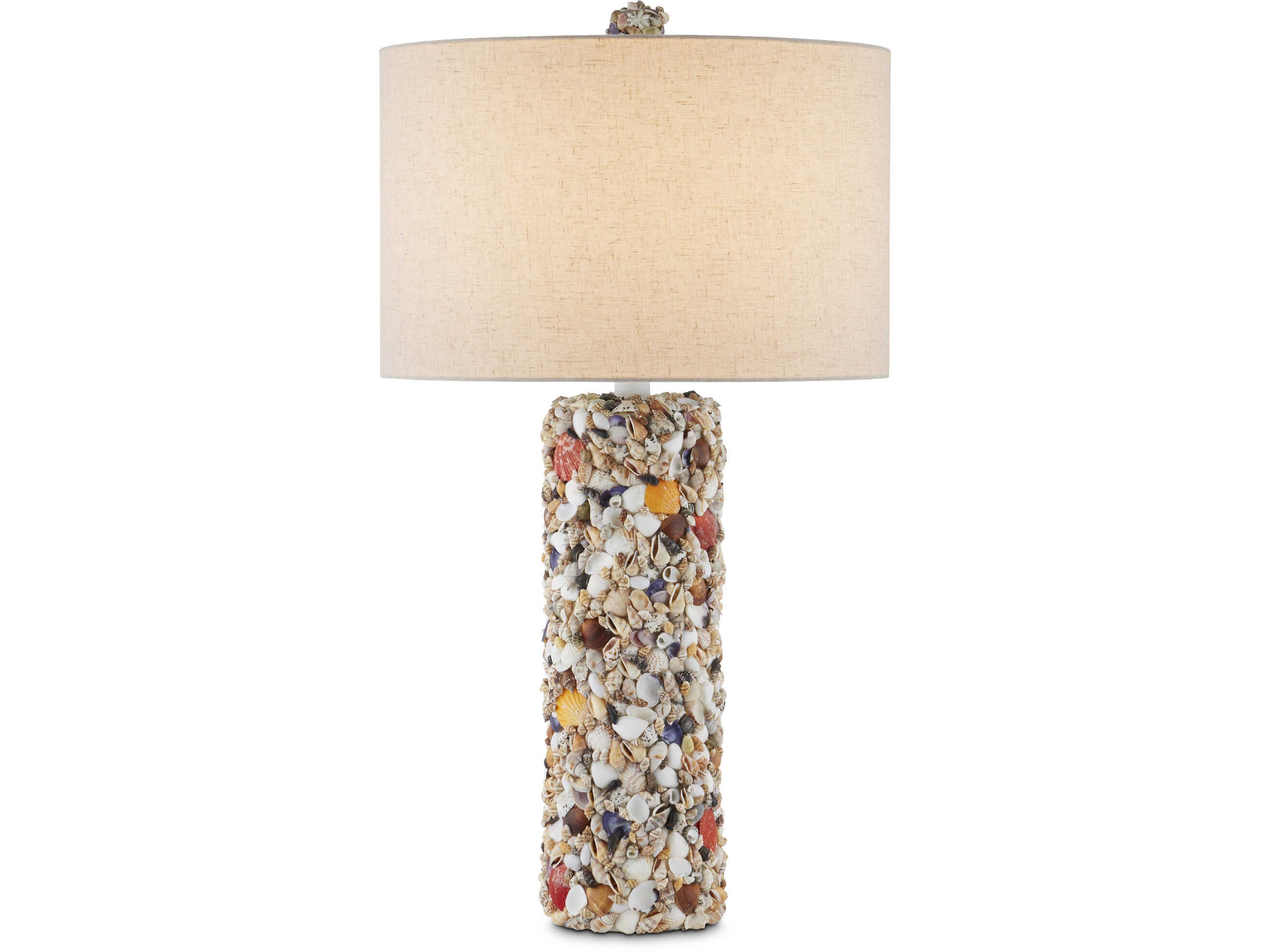 Currey & Company Festoon Natural Sugar White Light Linen Off Buffet Lamp