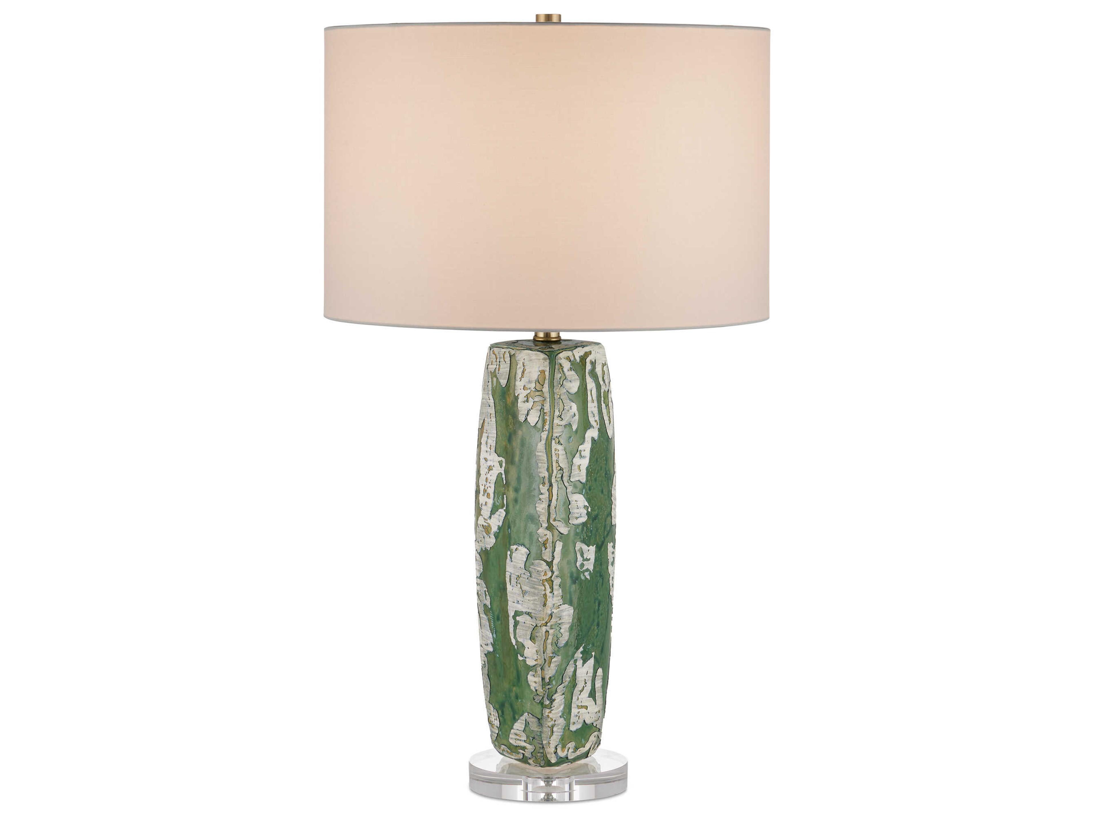 Currey & Company Zowan Matte Green Smoke Egg Shell Cotton Linen Buffet Lamp