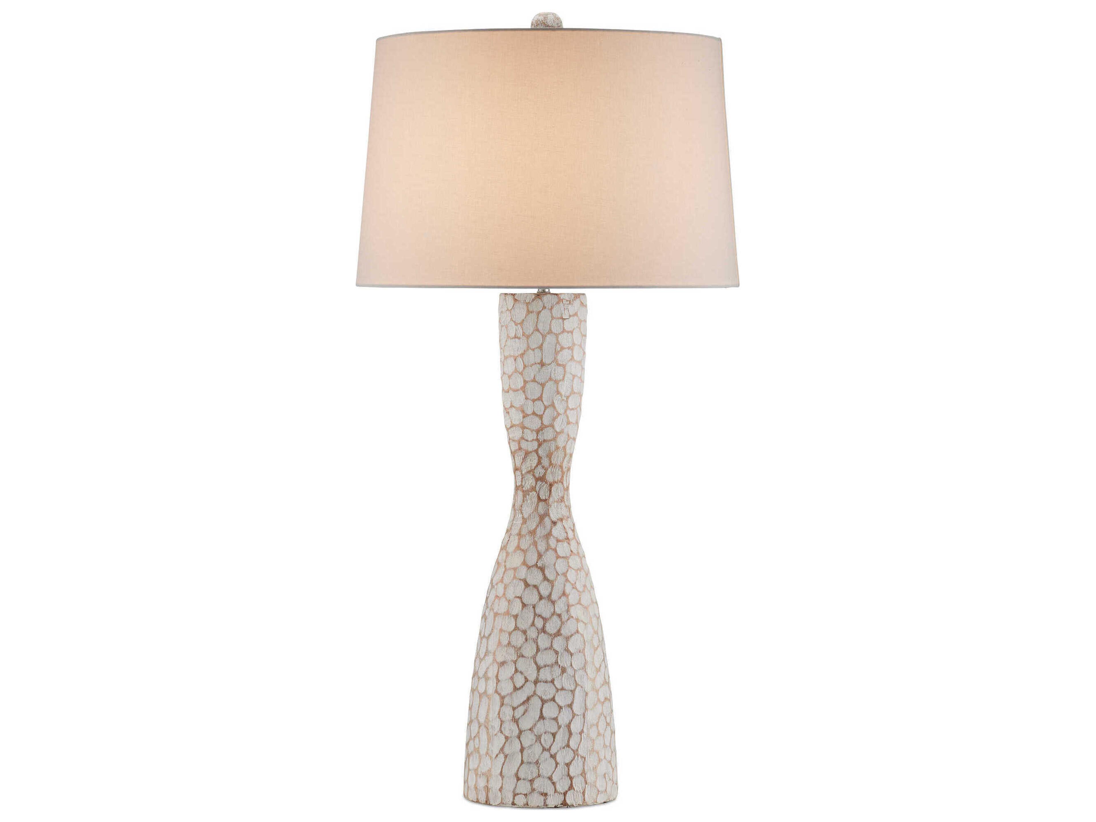 Currey & Company Edwell Whitewash Light Beige Linen Buffet Lamp