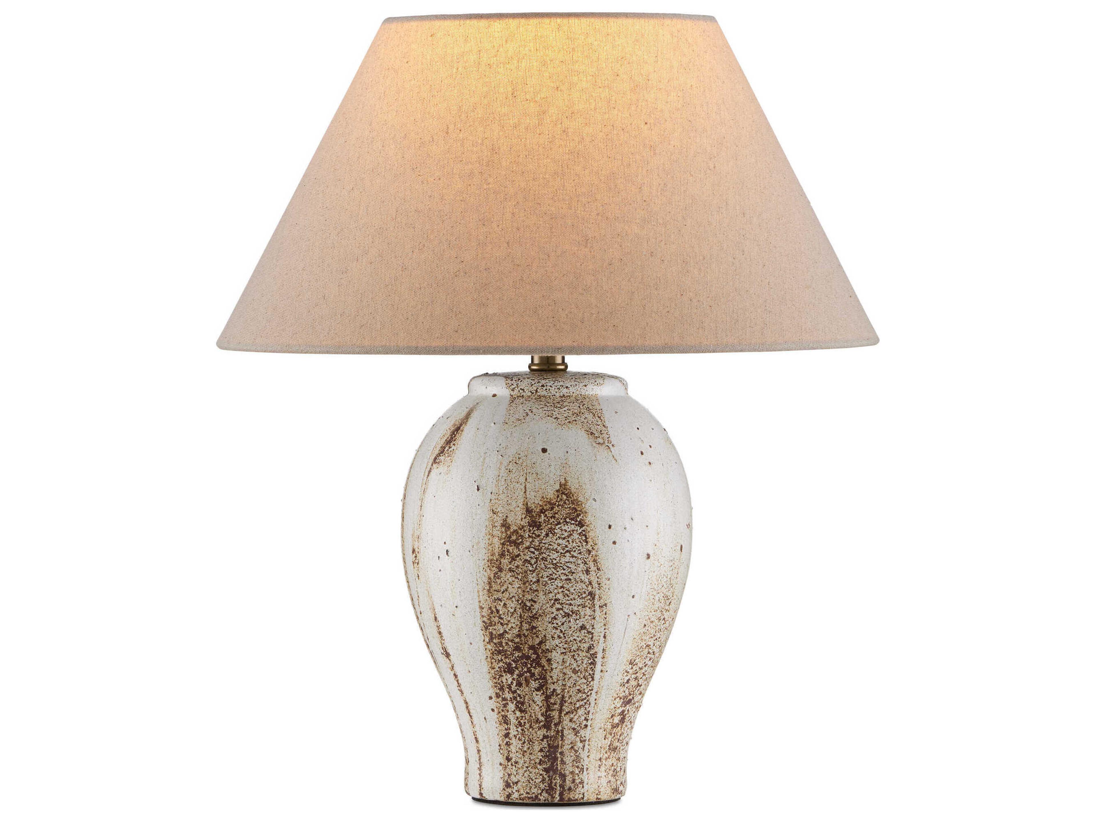 Currey & Company Latte Natural Linen Off White Table Lamp