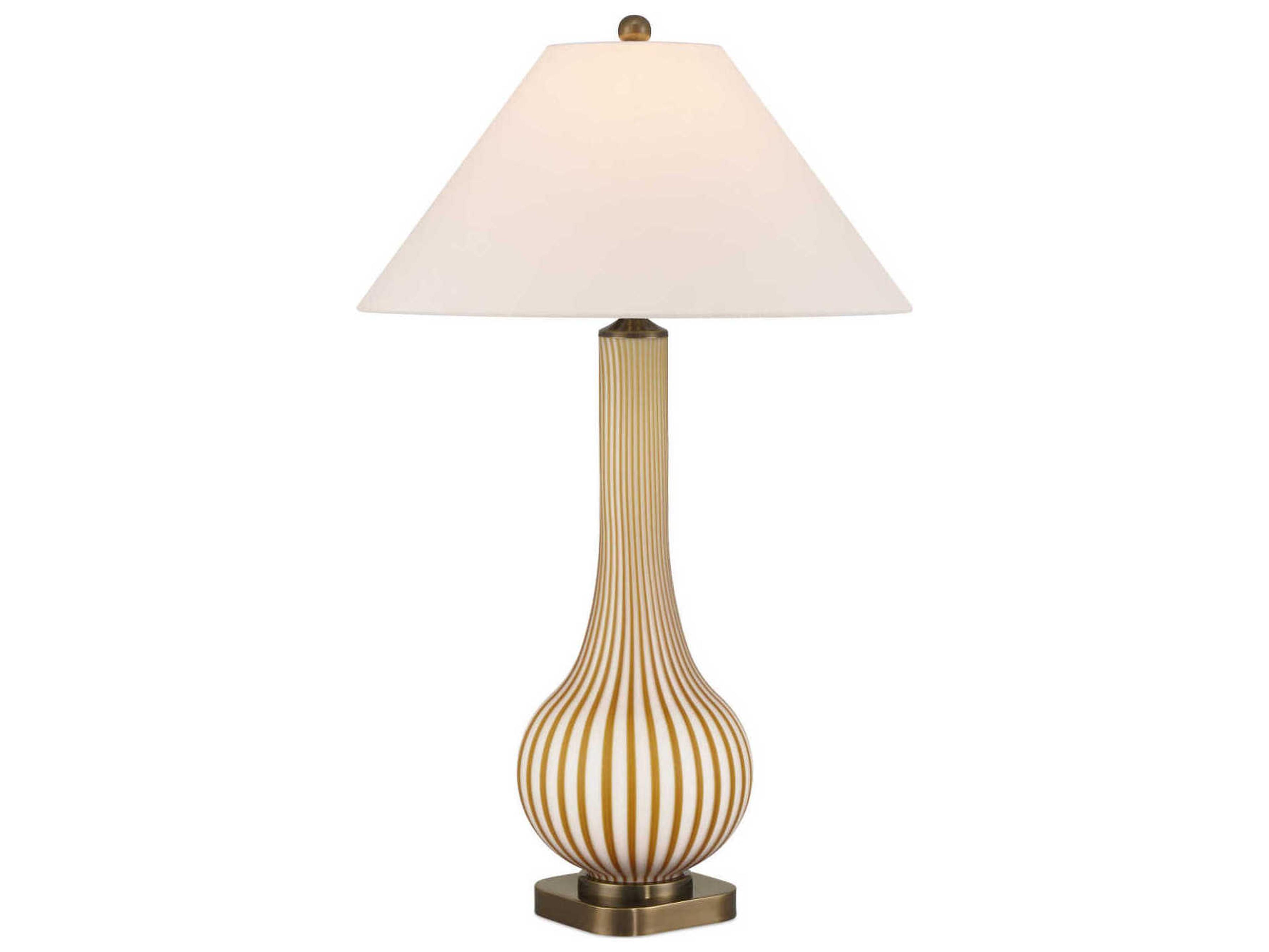 Currey & Company Striae Bone Linen Rayon Hardback Rolled Edge Yellow Buffet Lamp