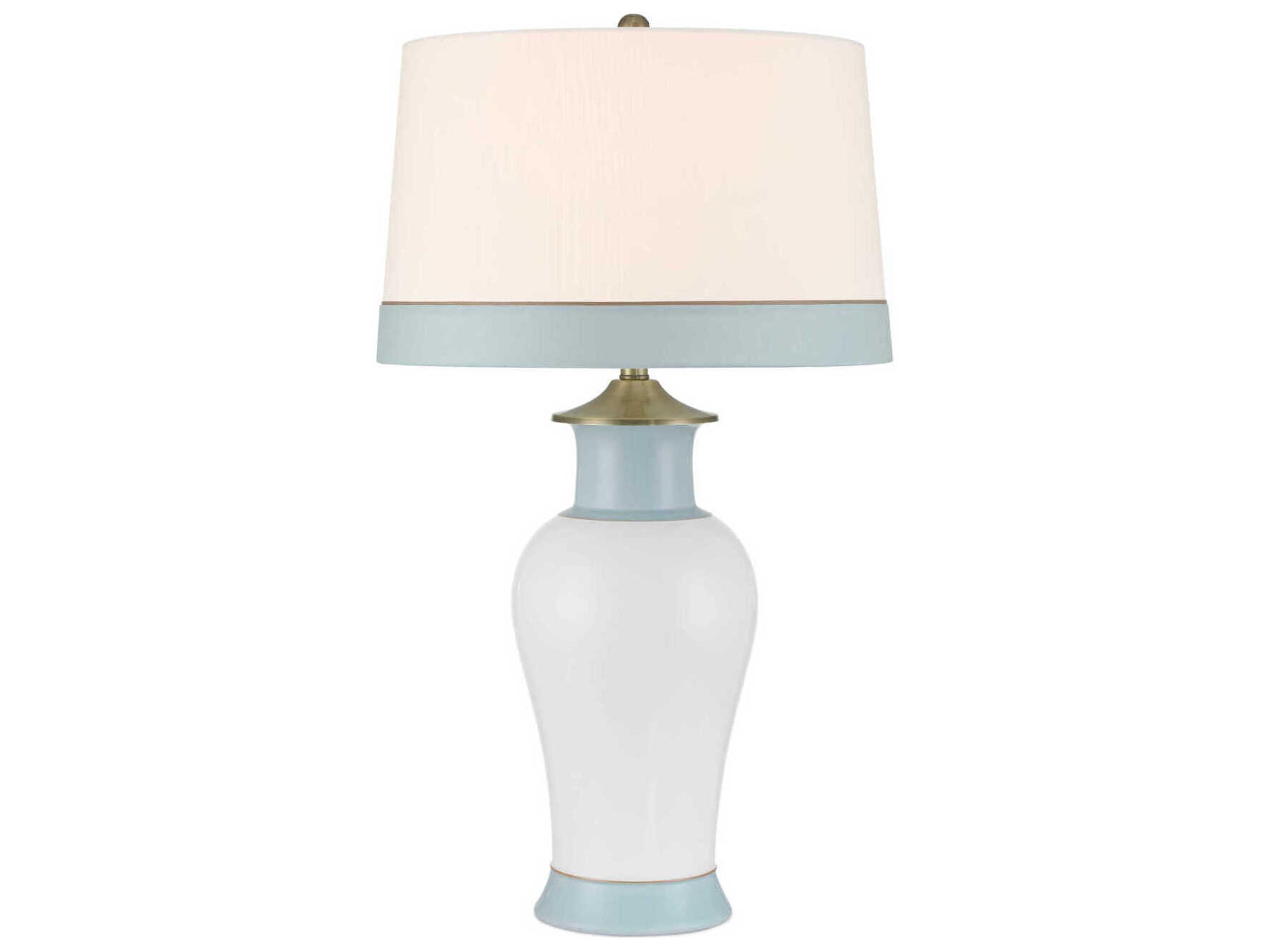 Currey & Company Kora White Light Blue Buffet Lamp