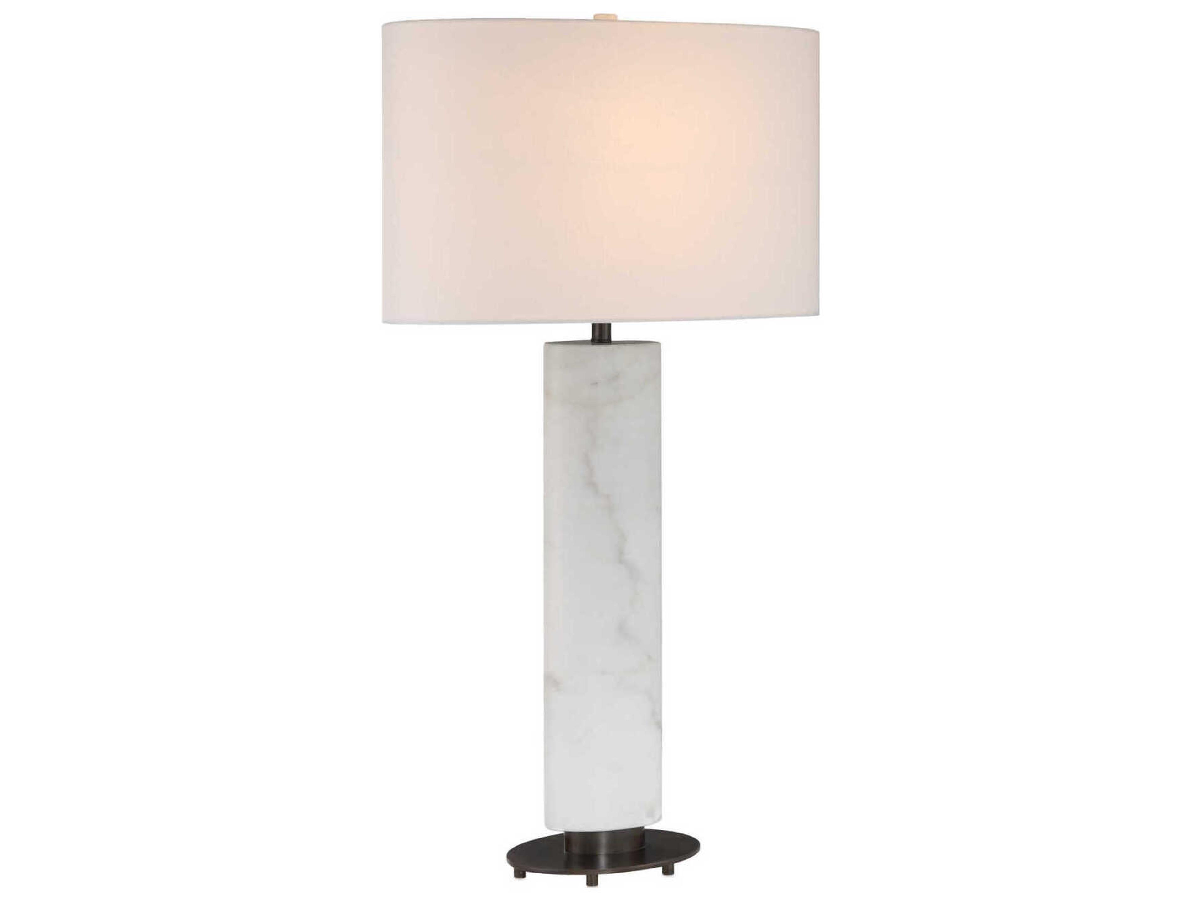 Currey & Company Stanhope White Bronze Linen Buffet Lamp
