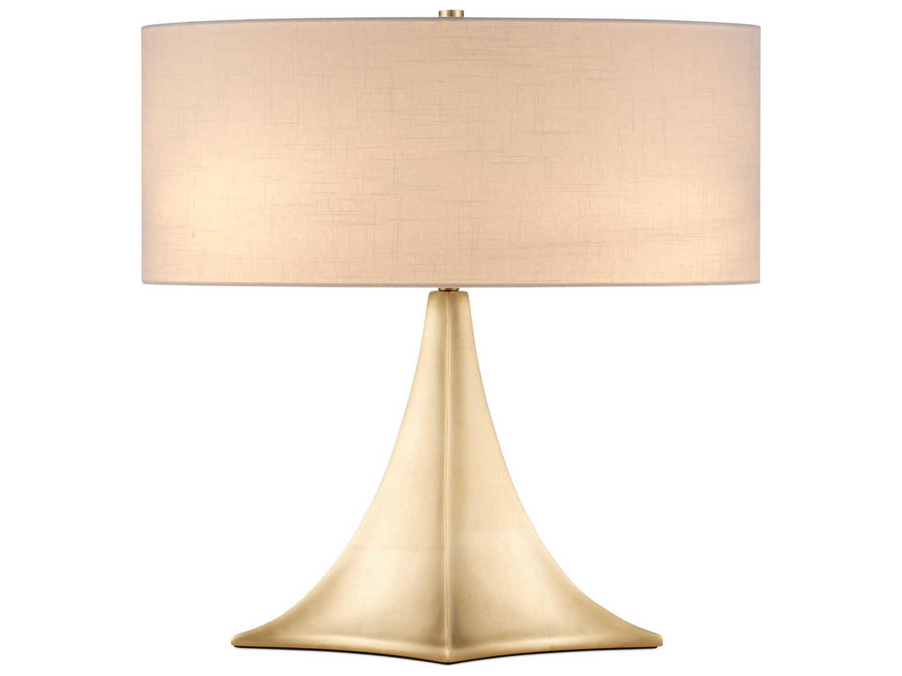Currey & Company Cassia Gold Leaf White Linen Buffet Lamp