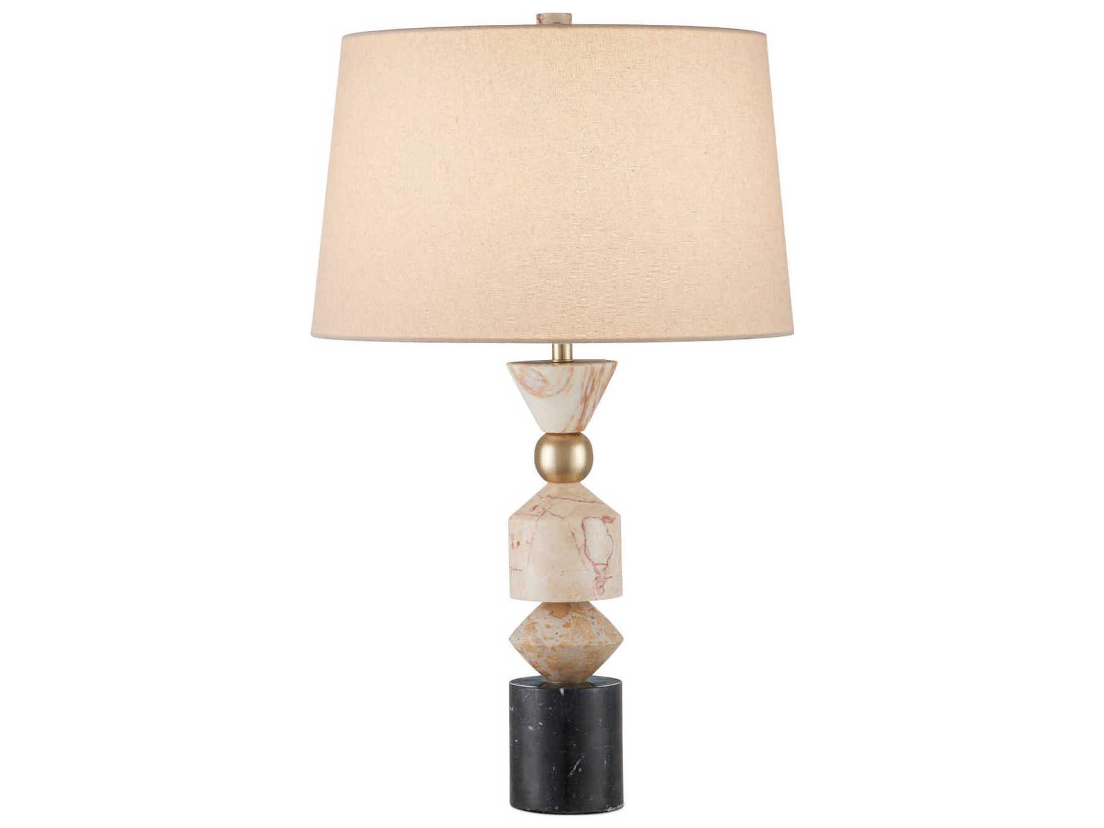 Currey & Company Seguso Natural Black Brass Linen Off White Buffet Lamp