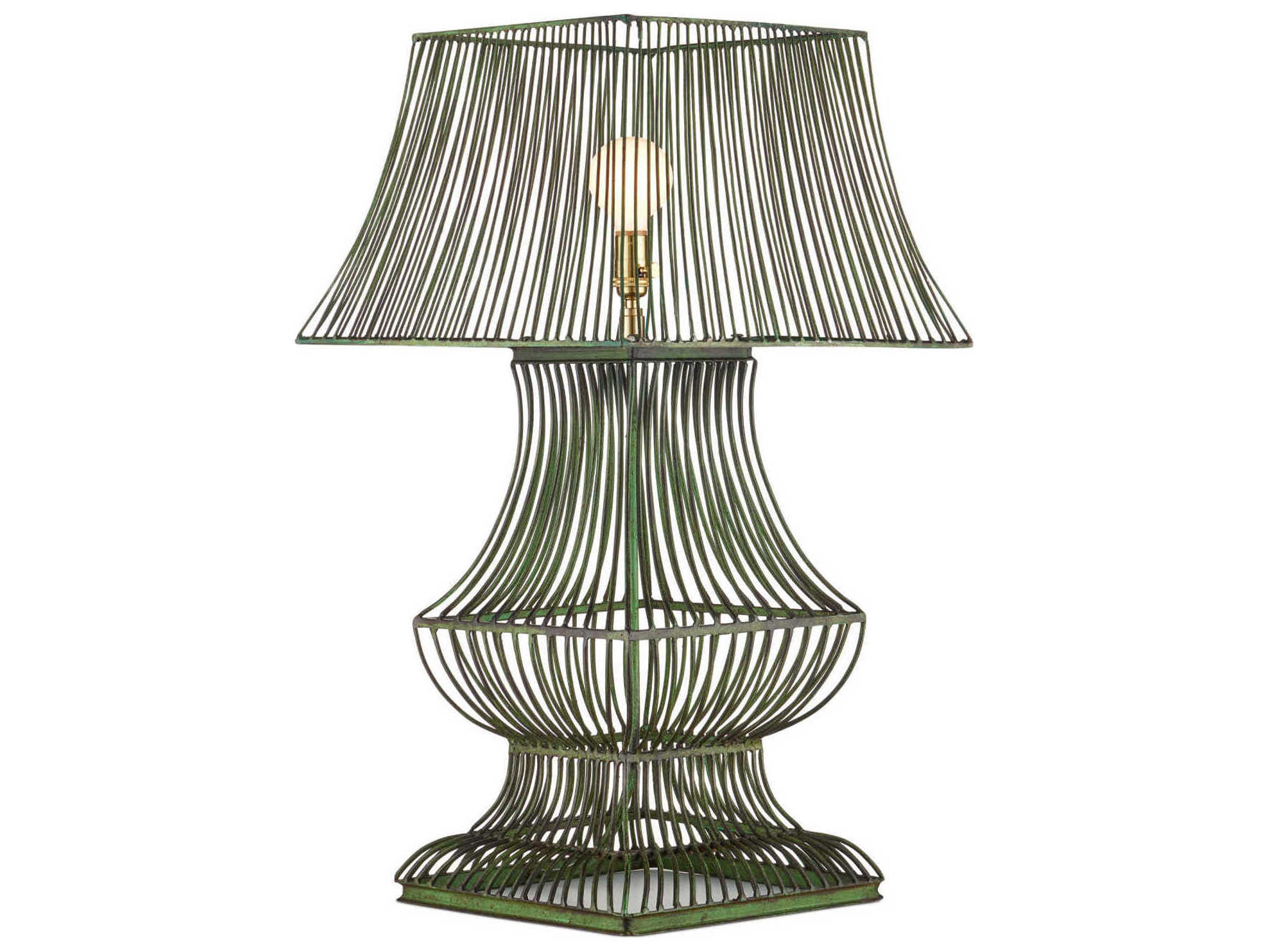 Currey & Company Tuteurs Distressed Green Iron Buffet Lamp