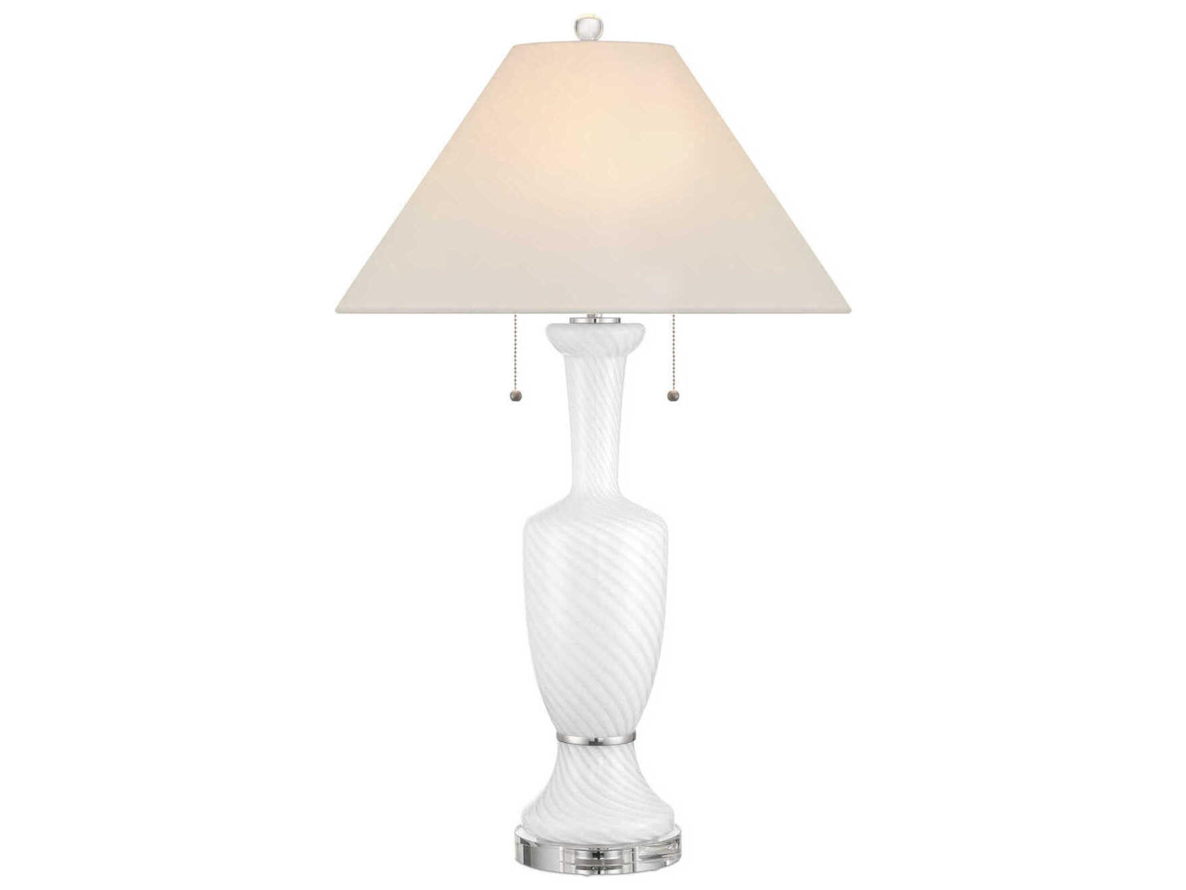 Currey & Company Classico White Polished Nickel Linen Buffet Lamp