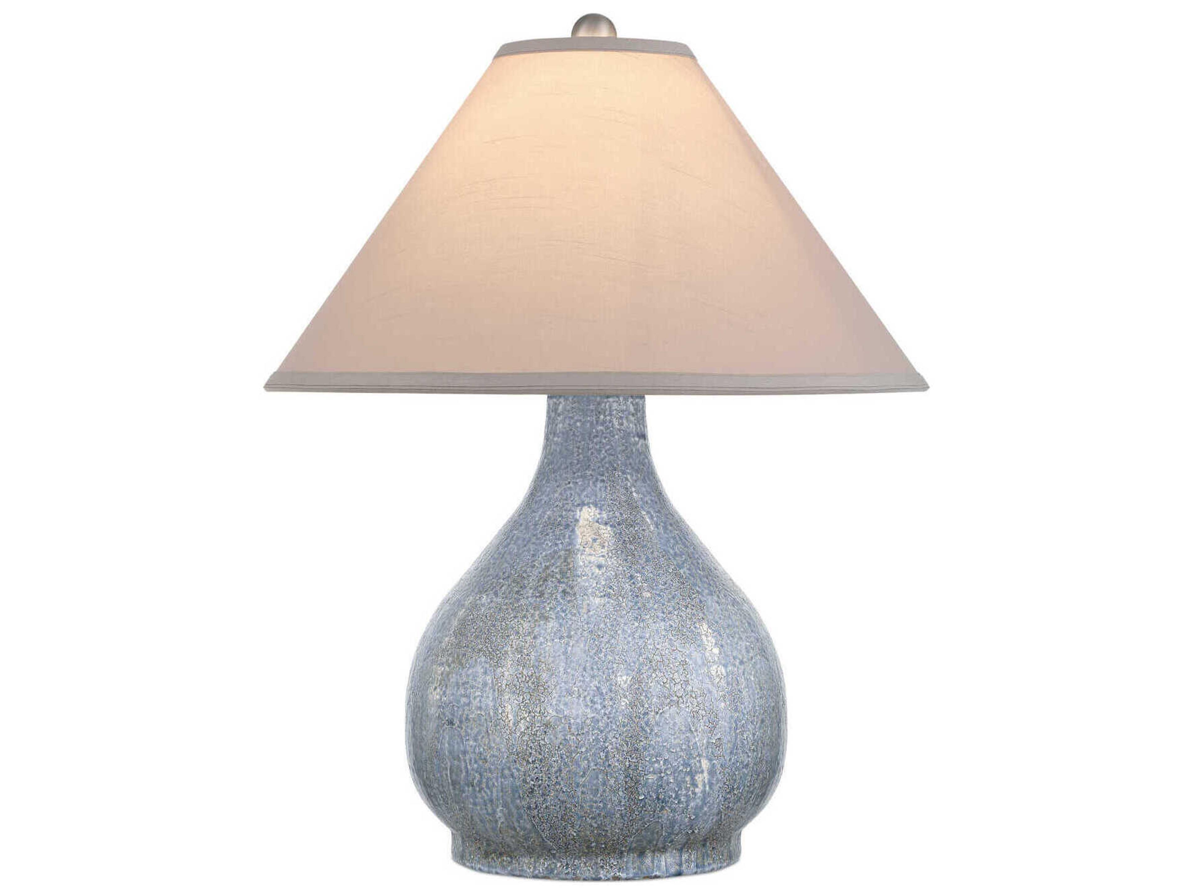 Currey & Company Malin Gray Blue Polyester Table Lamp